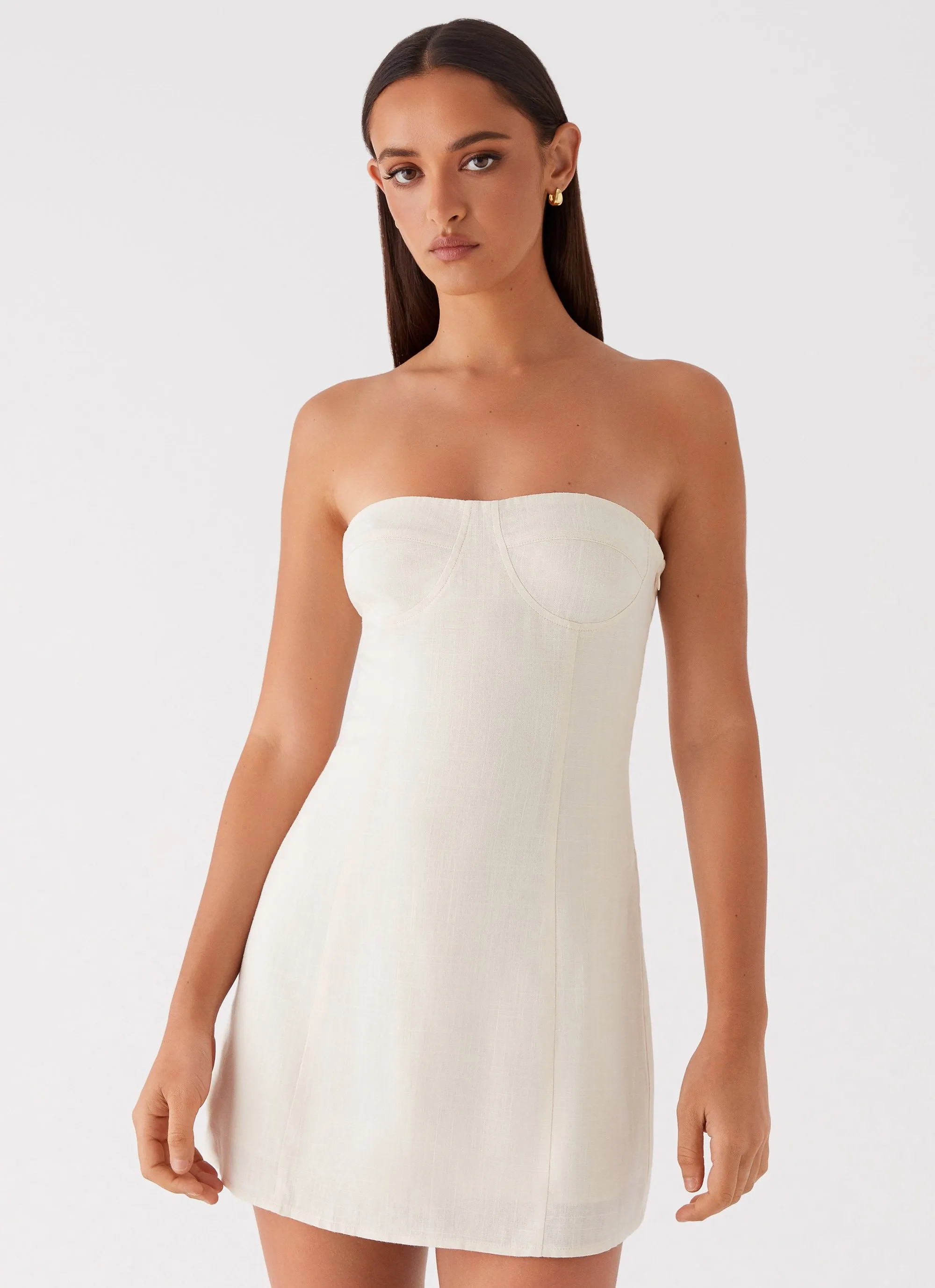 Soft Draping Do It That Way Linen Mini Dress - Ivory