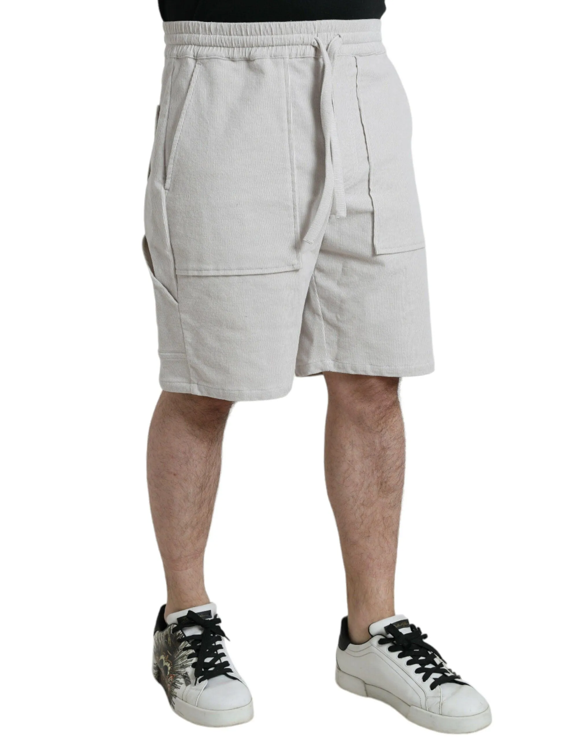 Dolce & Gabbana Beige Cotton Corduroy Herre Bermuda Shorts
