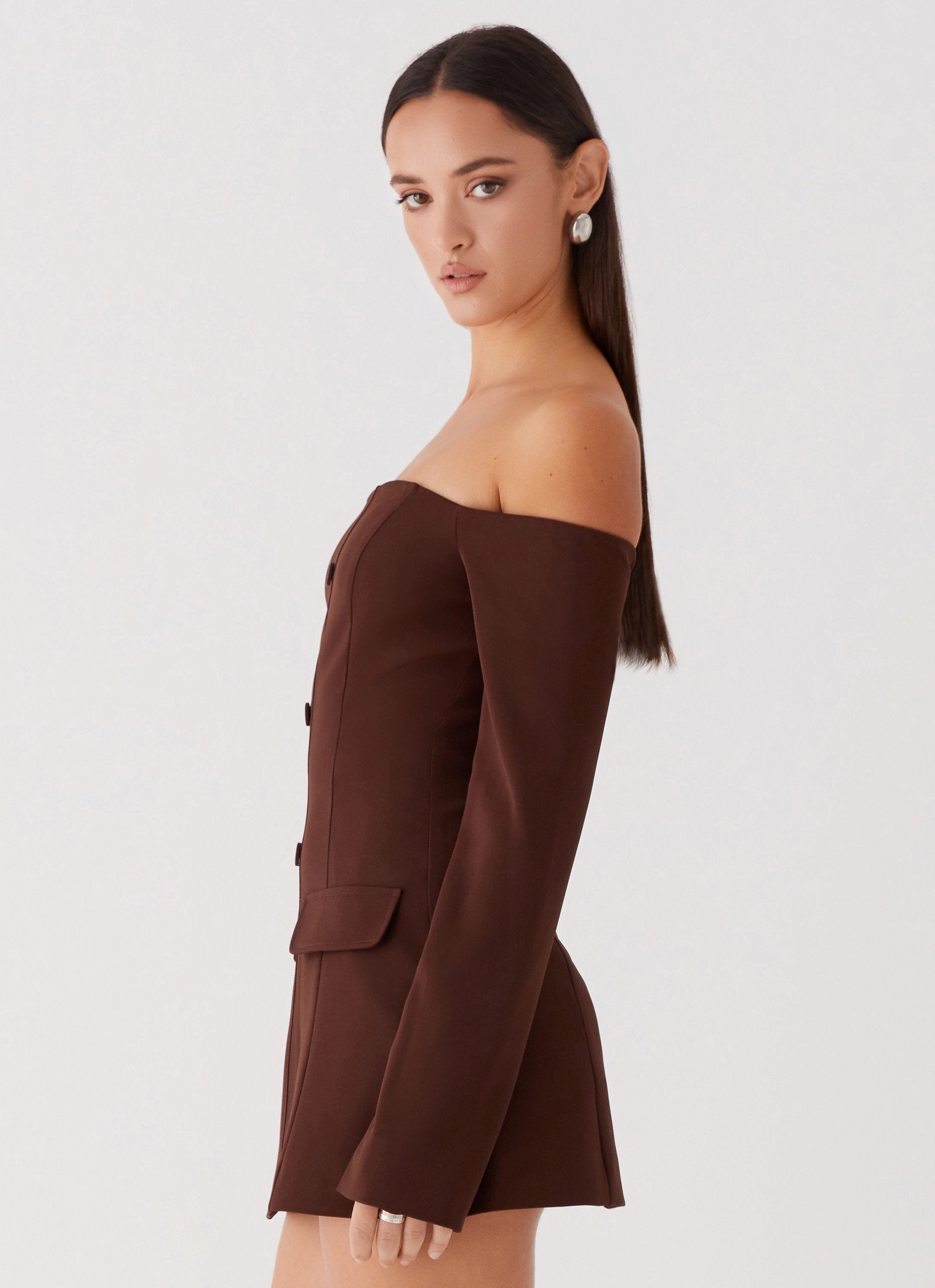 Dominique Blazer Mini Dress - Chocolate Urban Spirit Fresh Tones