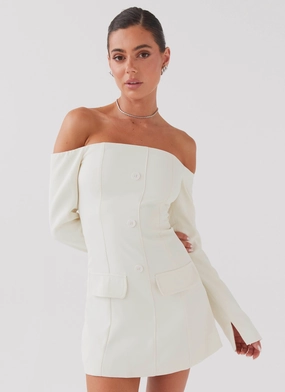 Chic Tailoring Clean Grace Dominique Blazer Mini Dress - Ivory