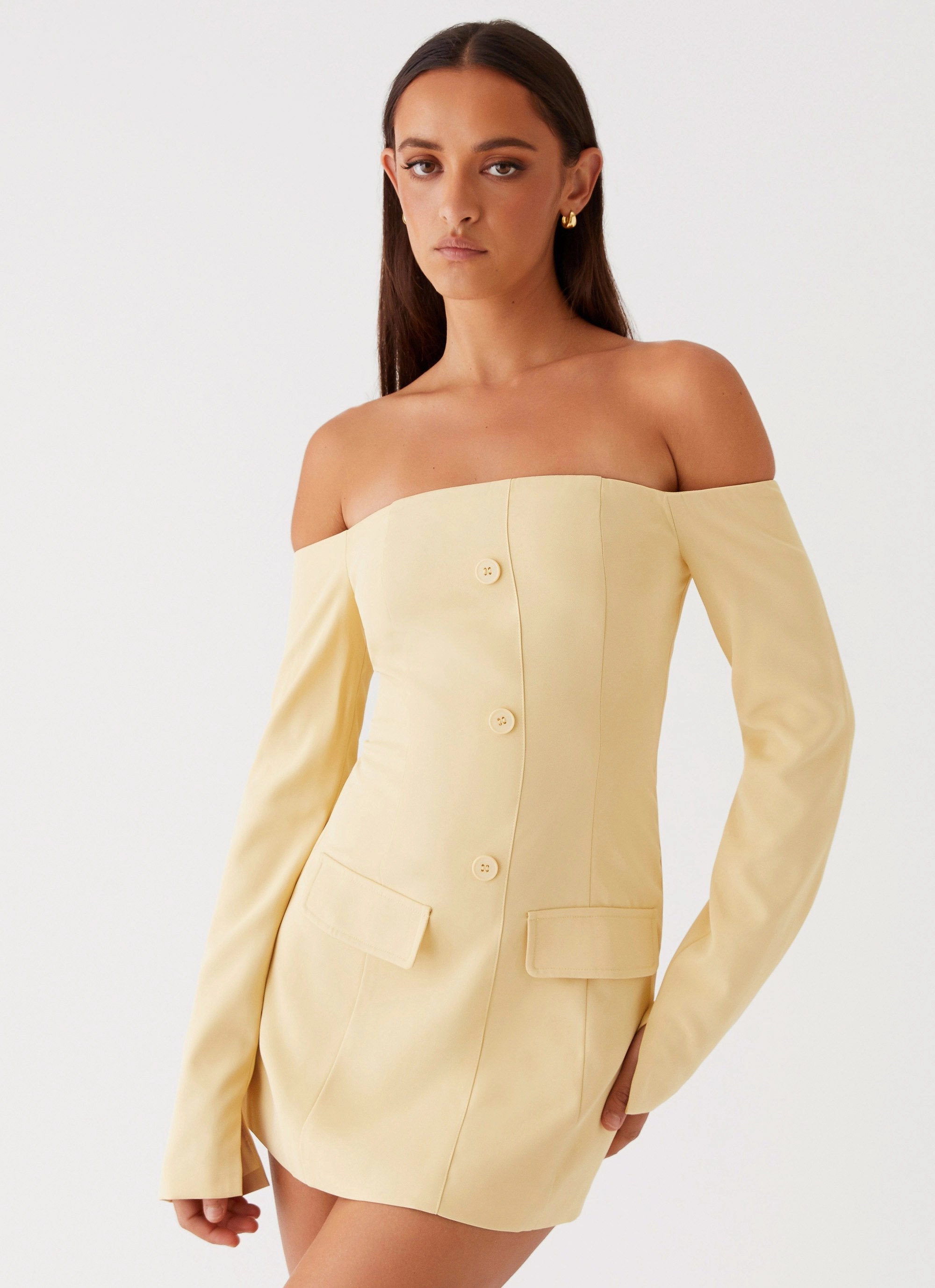 Dominique Blazer Mini Dress - Yellow Occasion Ready