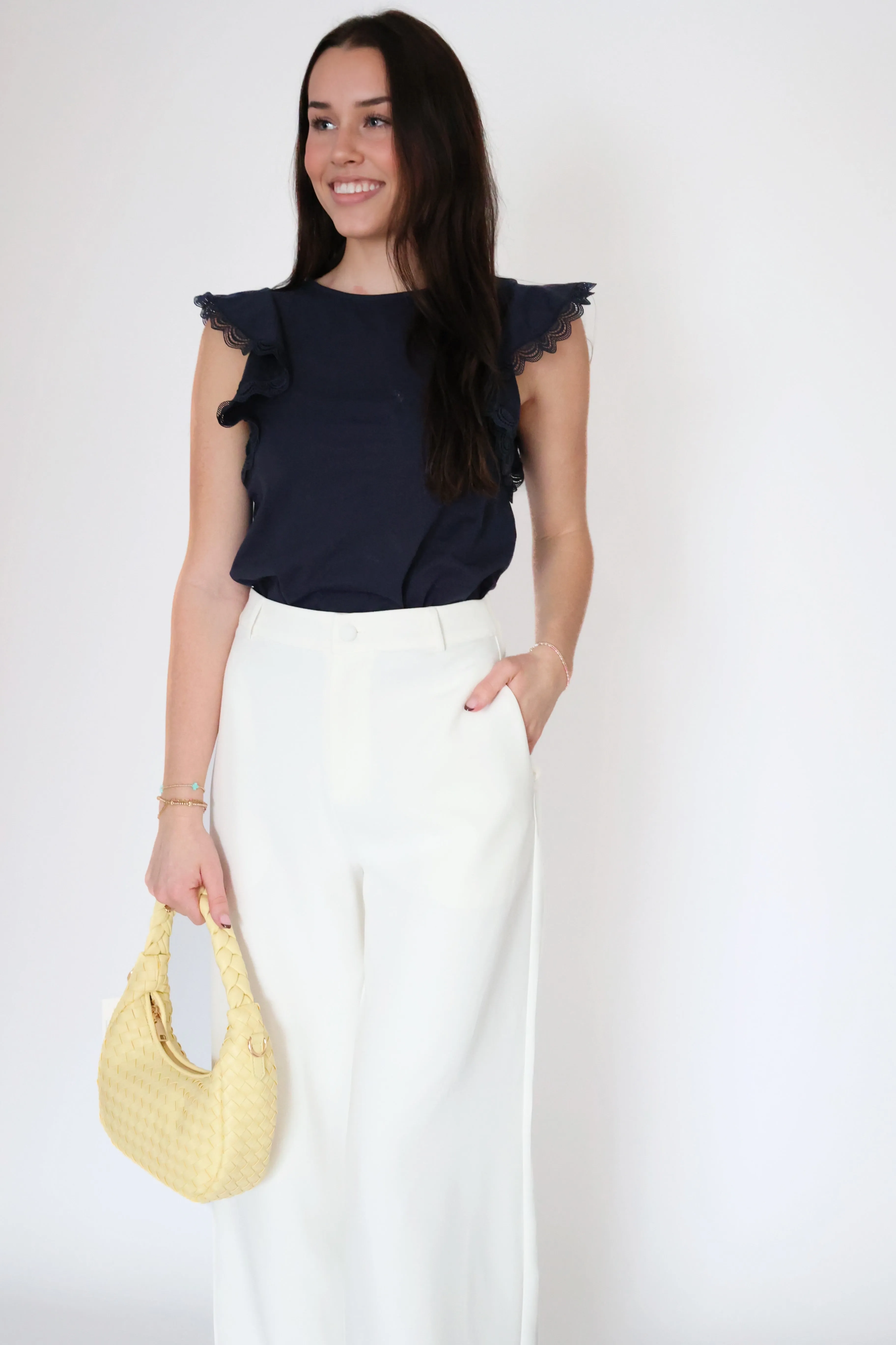 YarnDyed Stripes Flowy Tunic Augusta Lace Tee