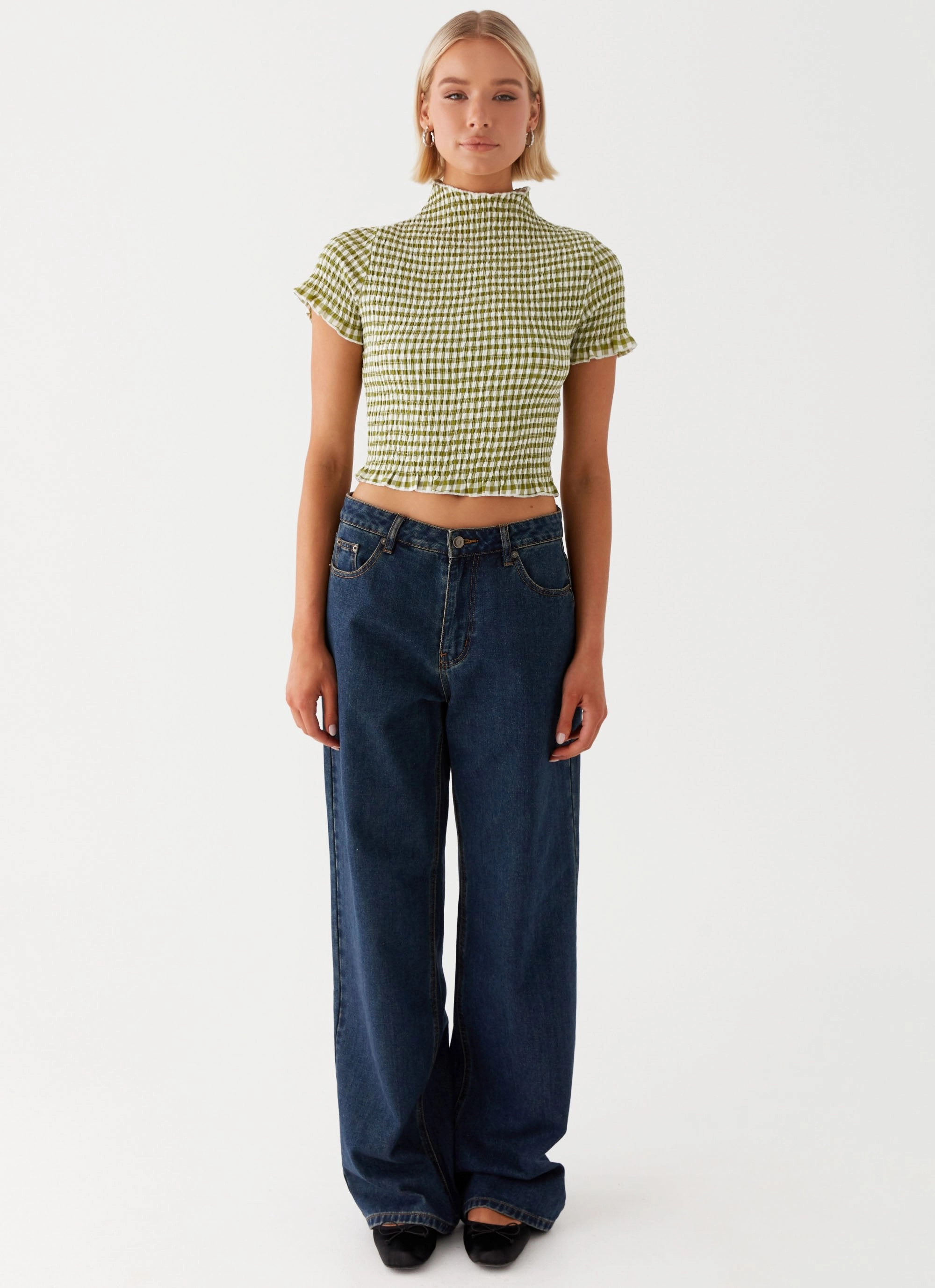 Cleo Tee - Khaki Gingham SecurePockets