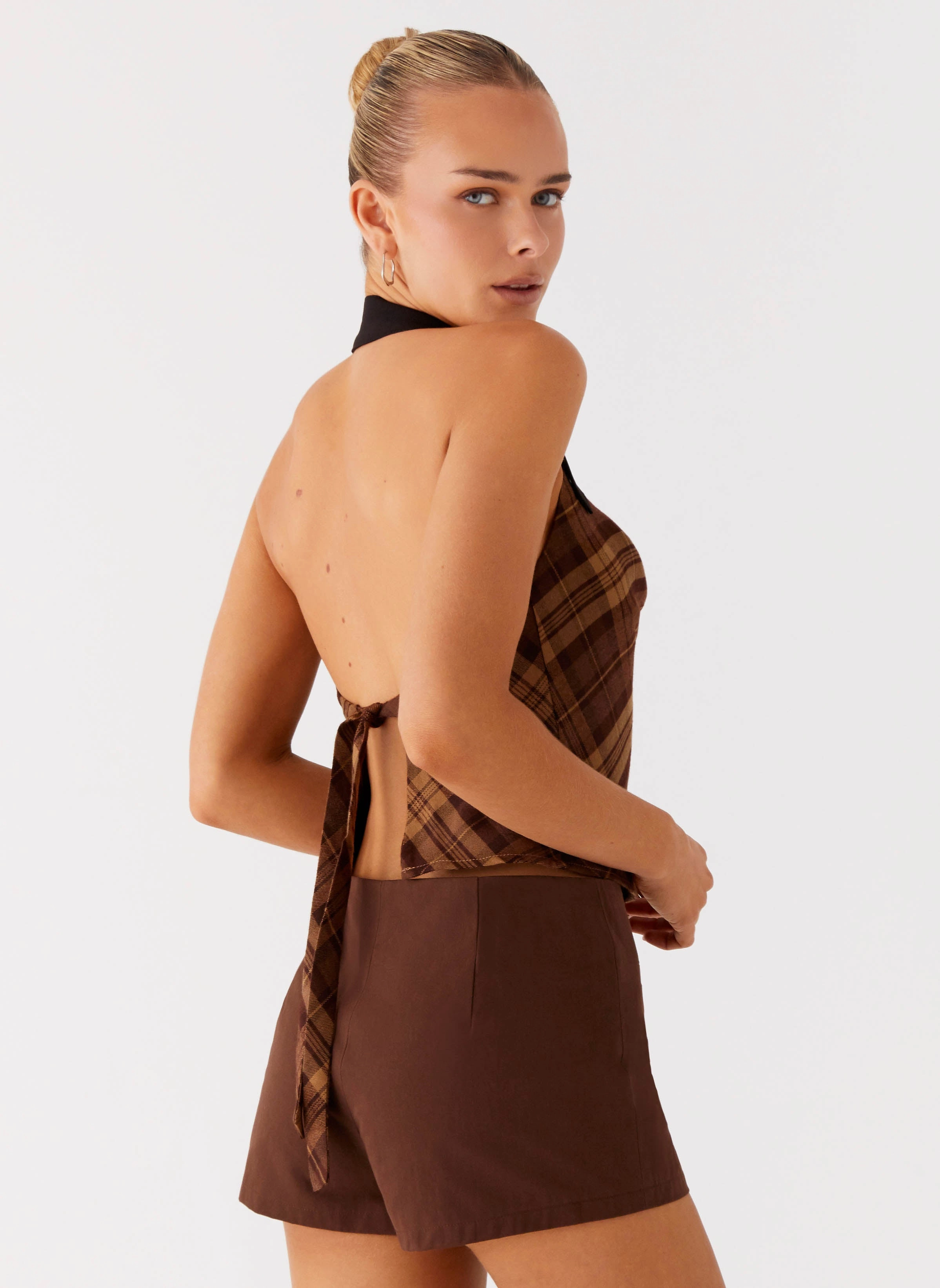 Stateside Cowl Top - Plaid NonIrritating Seams Sporty Hoodie