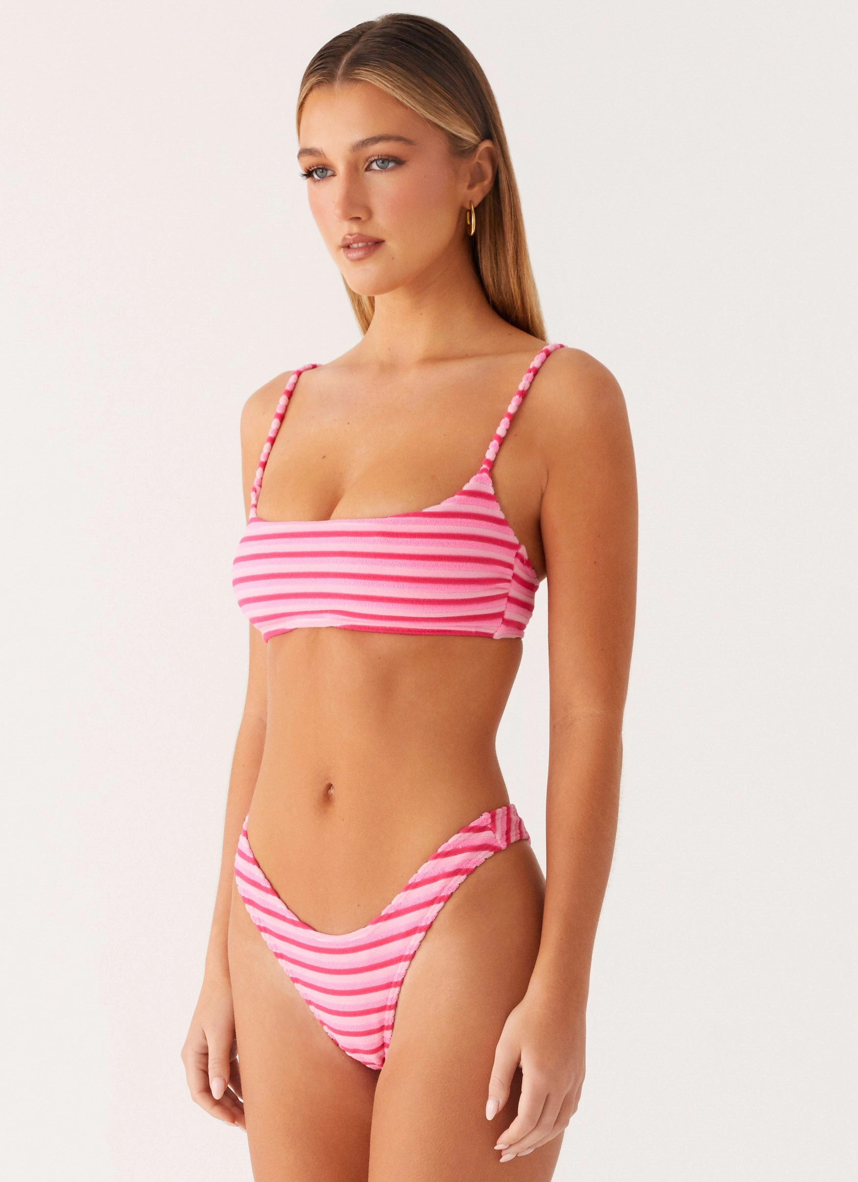 Quick Drain Technology Mauritius Bikini Top - Pink Stripe