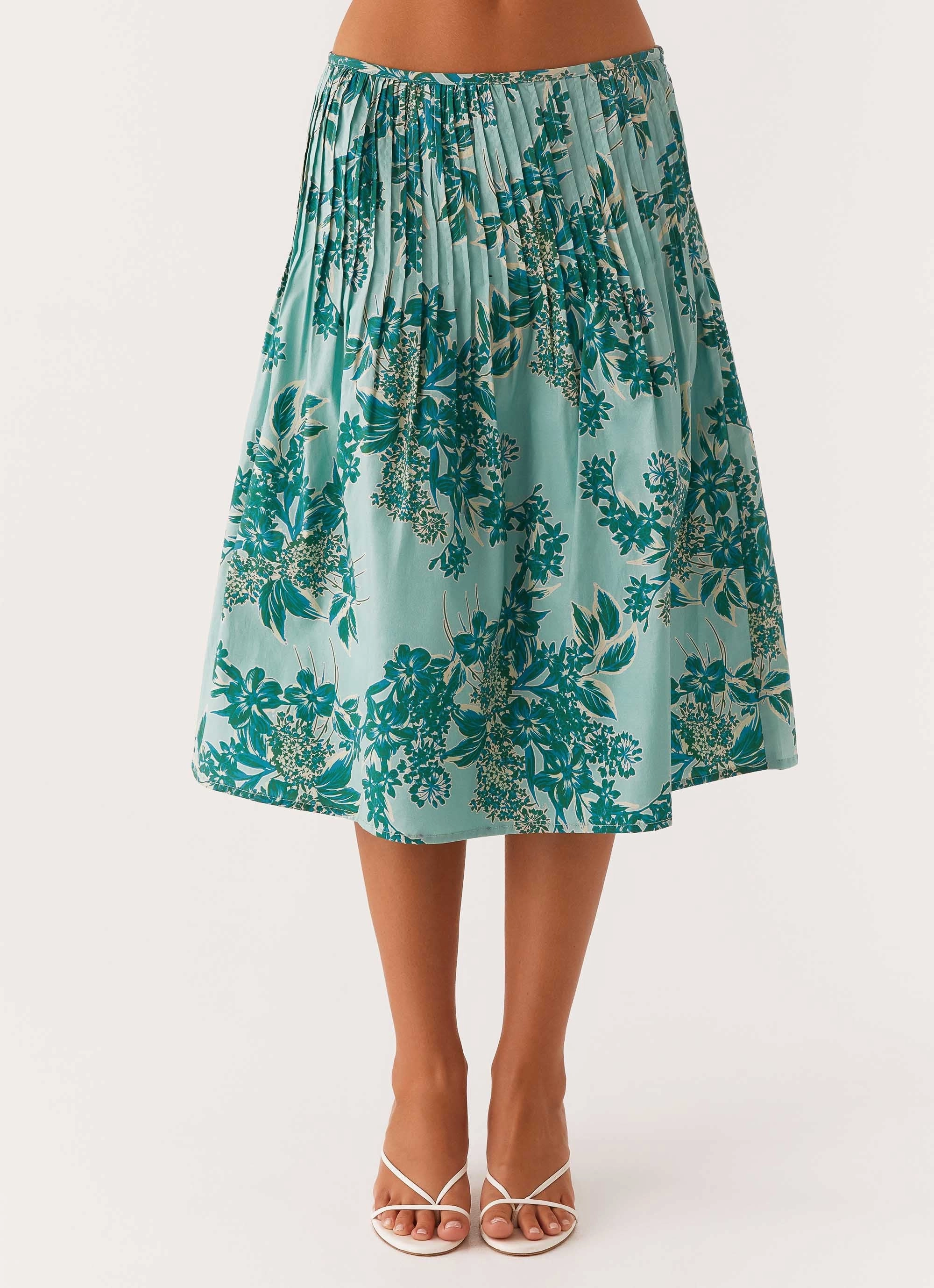 Dreamscape Midi Skirt - Cloud Nine Floral Refined Sophistication