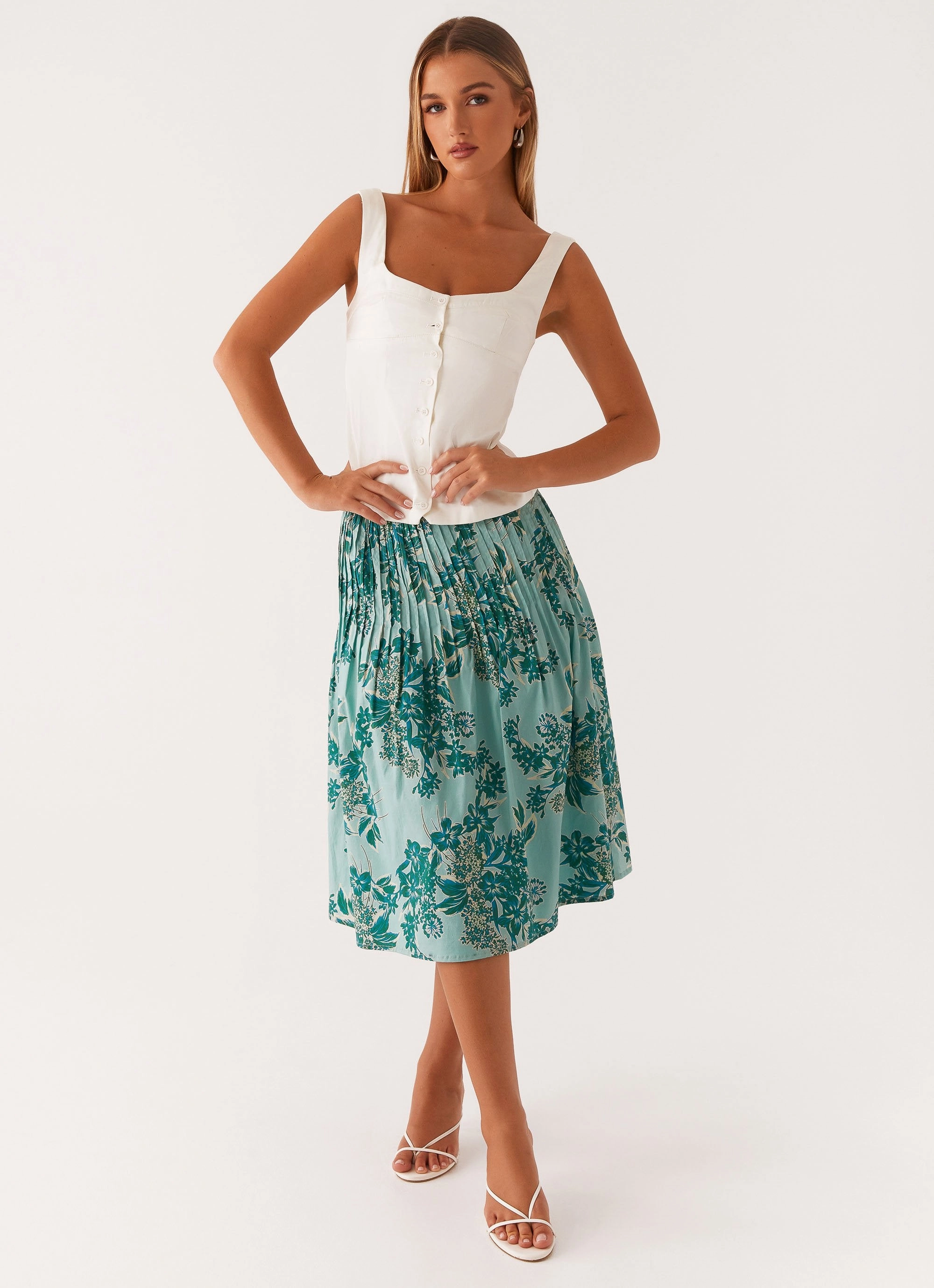 Dreamscape Midi Skirt - Cloud Nine Floral Mini length Casual Comfort