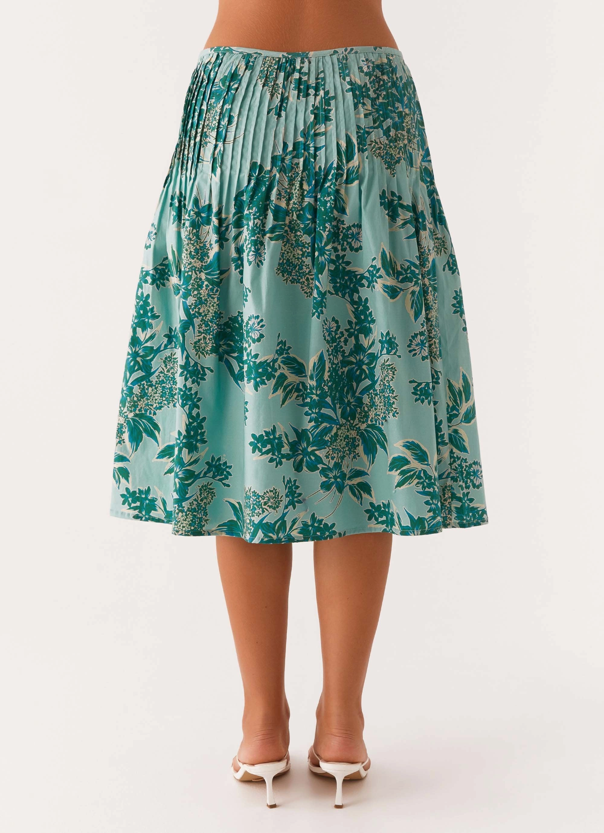 Floor Length Laid Back Look Dreamscape Midi Skirt - Cloud Nine Floral