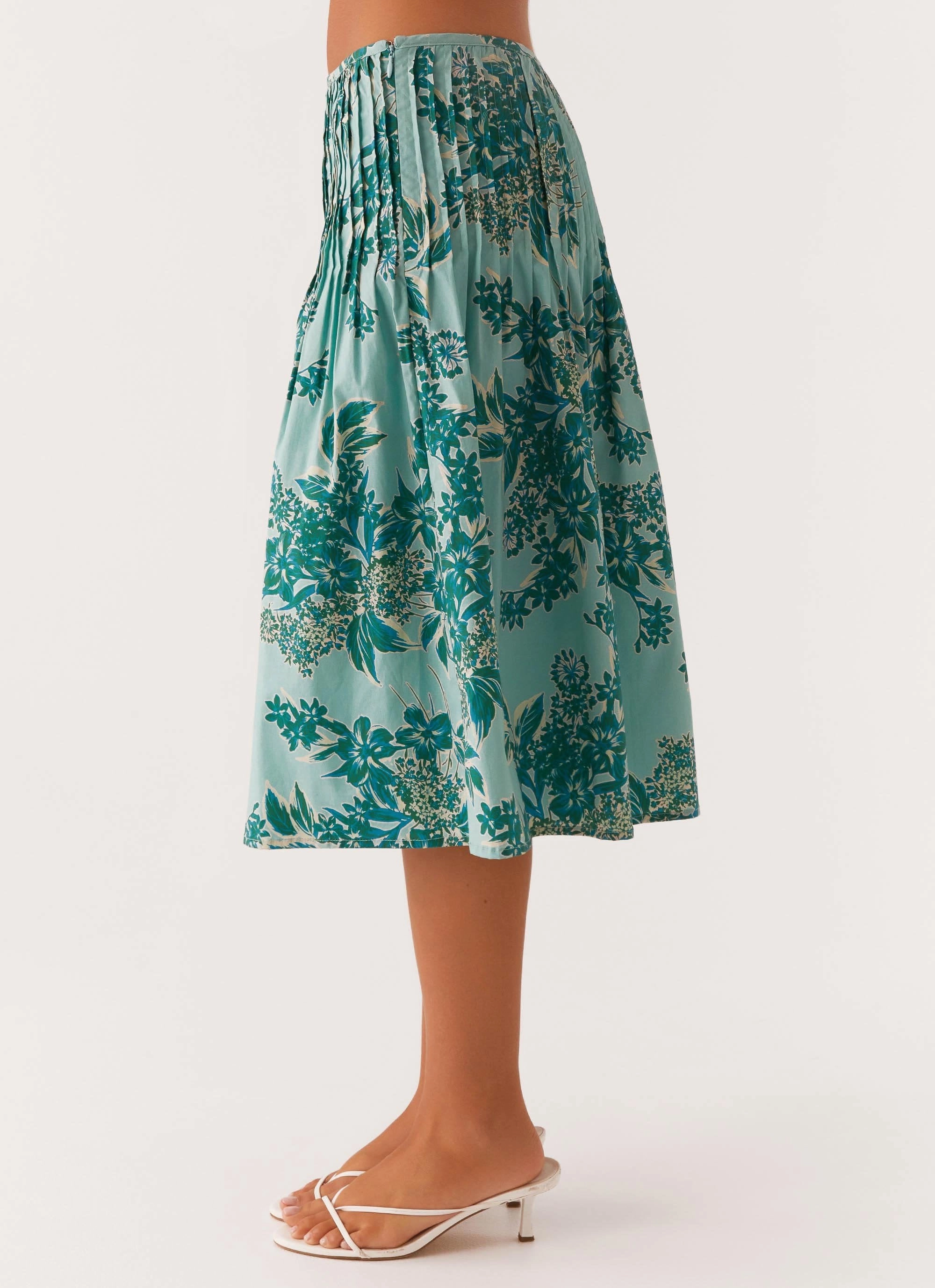 Polished Fit Dreamscape Midi Skirt - Cloud Nine Floral