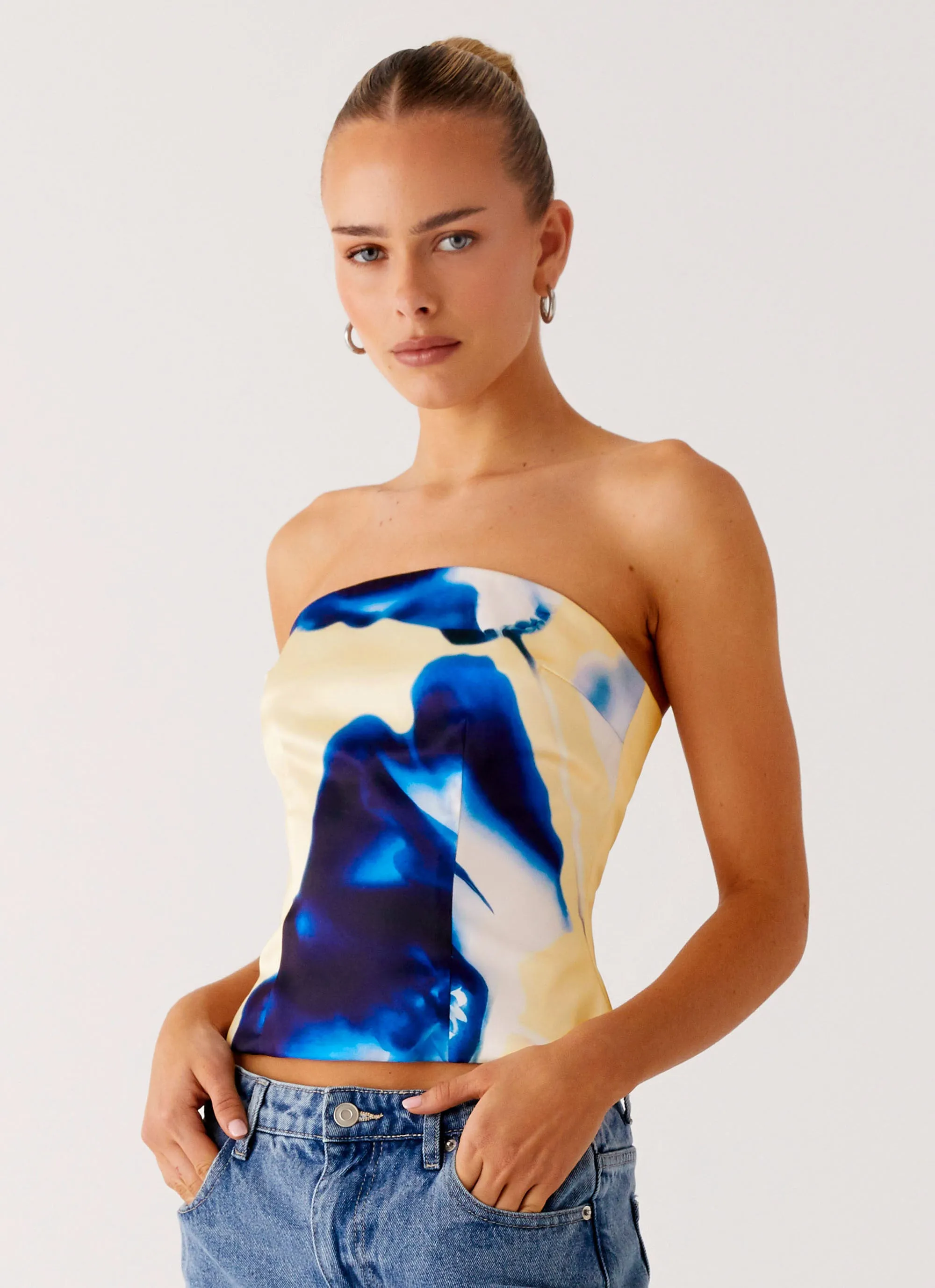 Dreamy Skies Strapless Top - Heirloom Floral LowProfileZipperSystem SnagProof