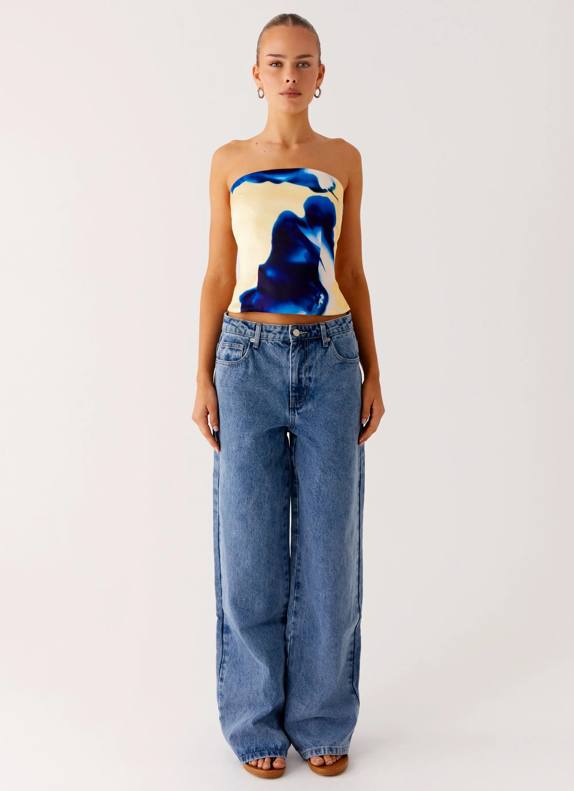 Reinforced Neckline LightweightWeave Dreamy Skies Strapless Top - Heirloom Floral