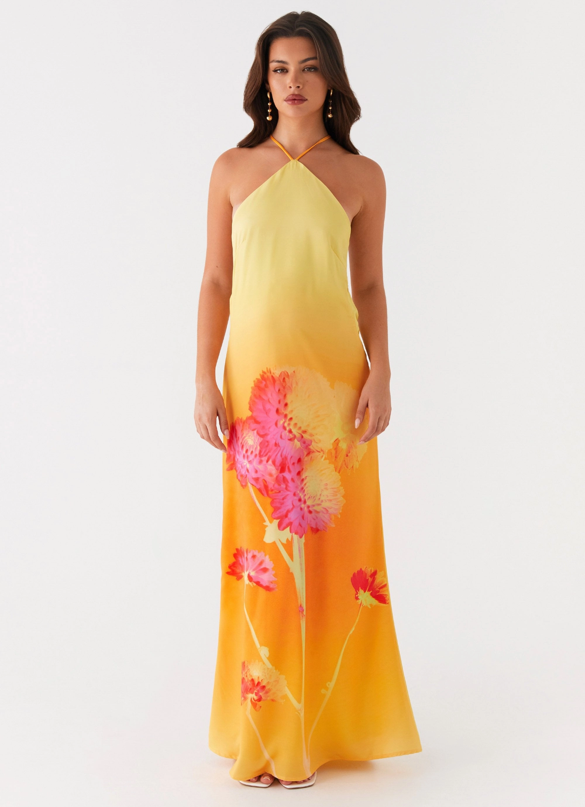 Clear Blush Chloe Maxi Dress - Orange Floral