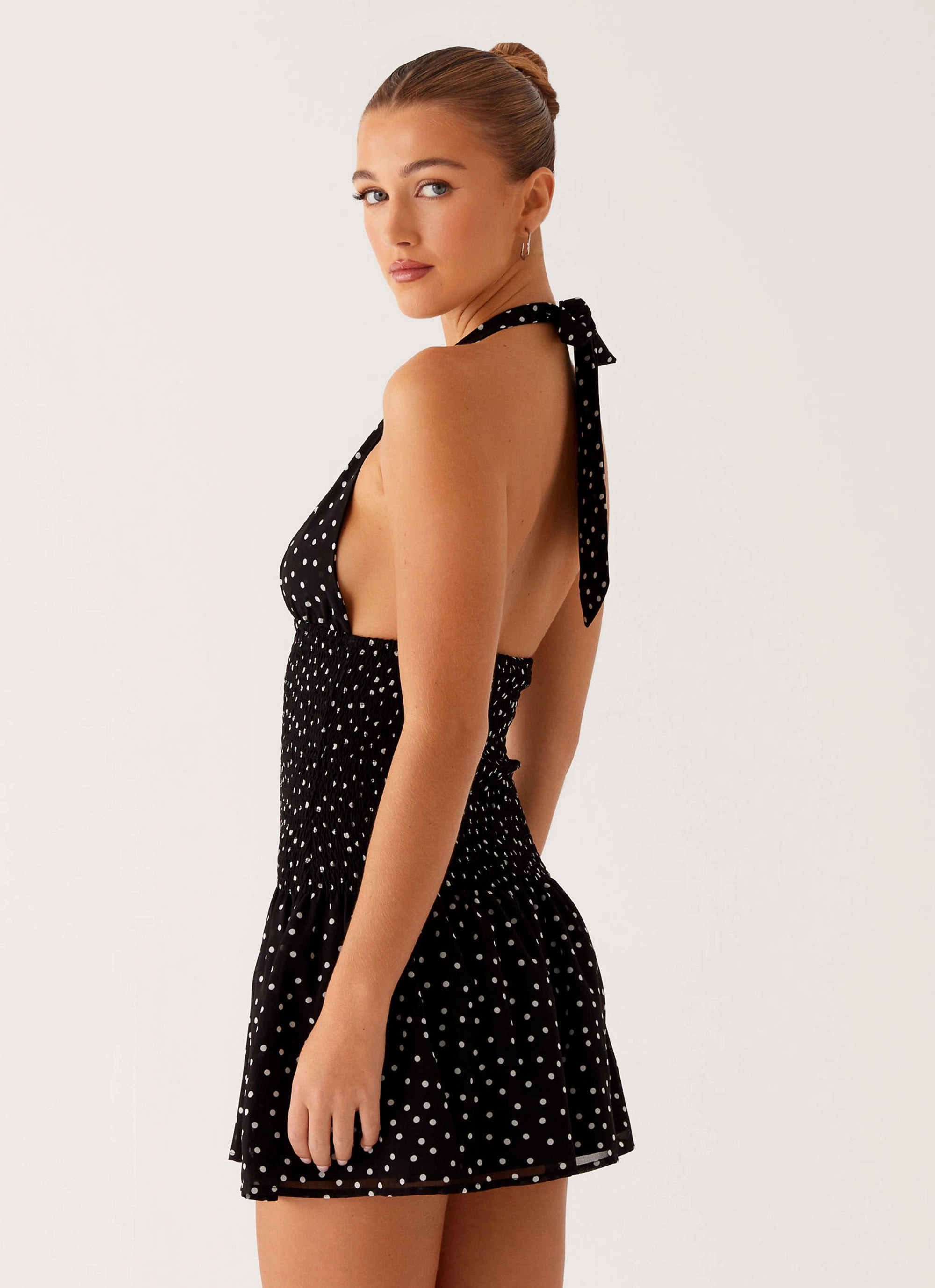 Holden Mini Dress - Black Polka Dot Formal dinner wear