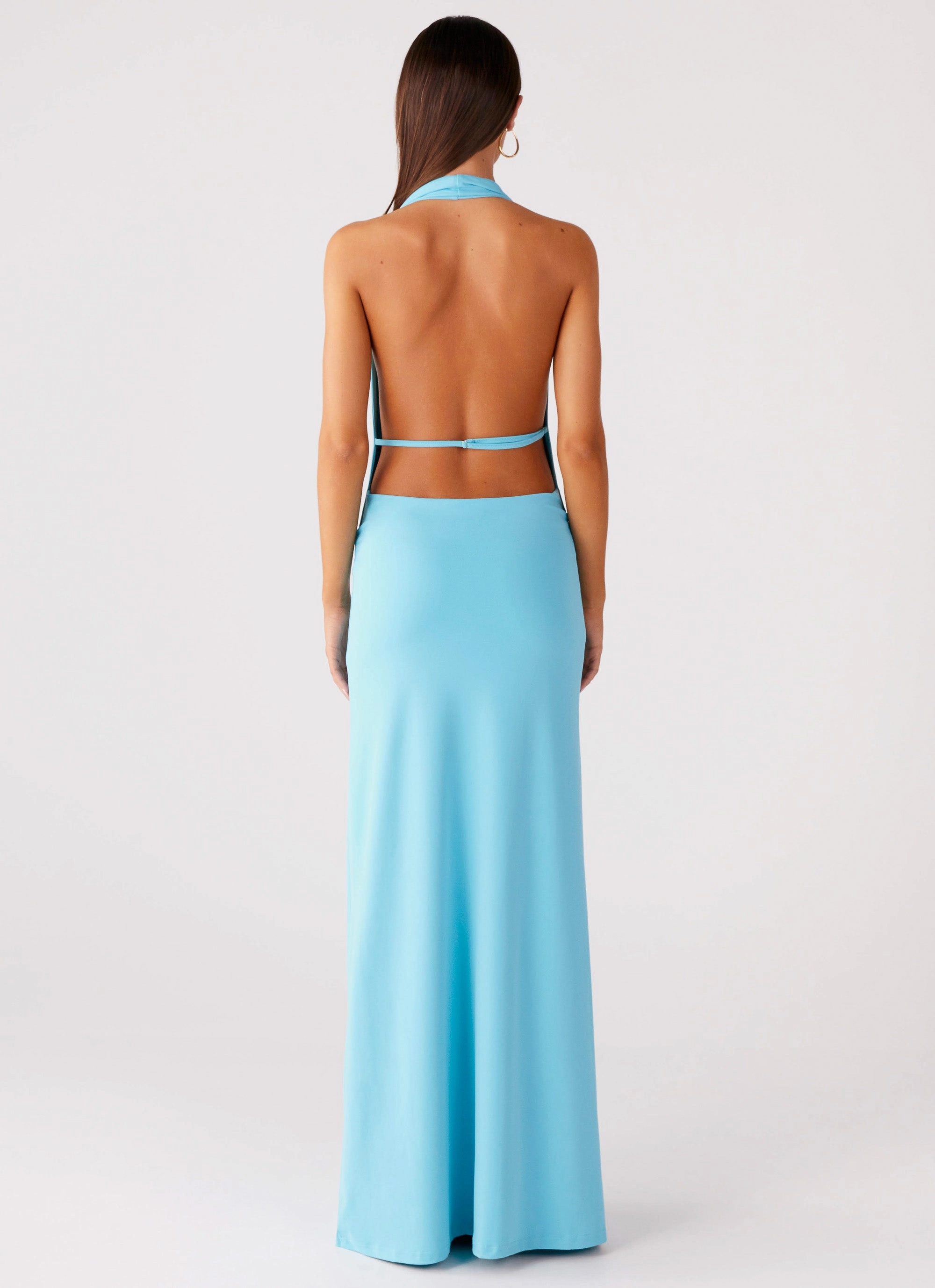 Boho Tone Driftwood Cowl Maxi Dress - Turquoise