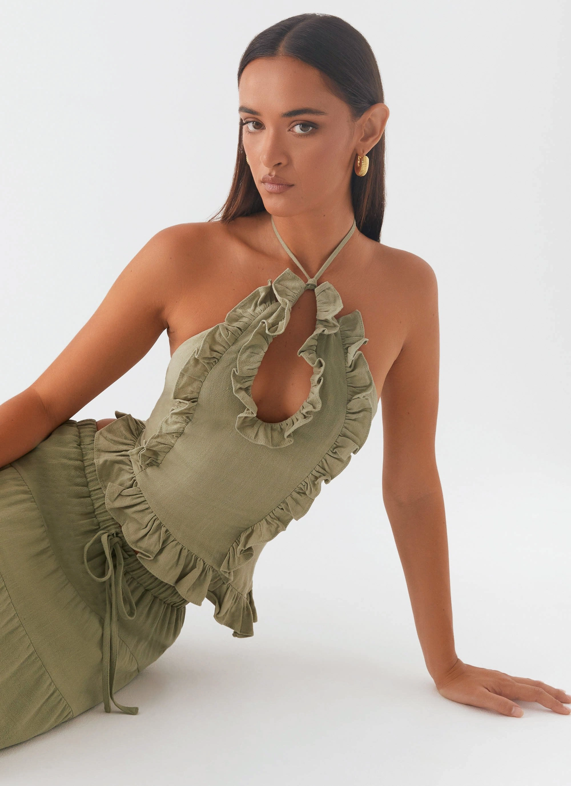 FasteningHood Mariella Linen Top - Sage