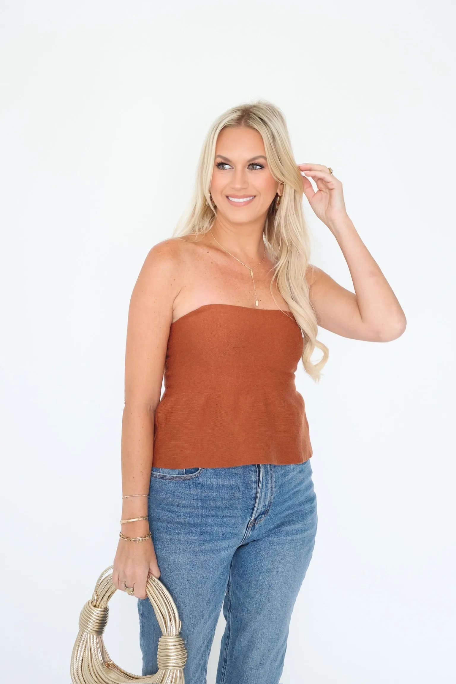Ellie Strapless Peplum- Cafe StretchKnit