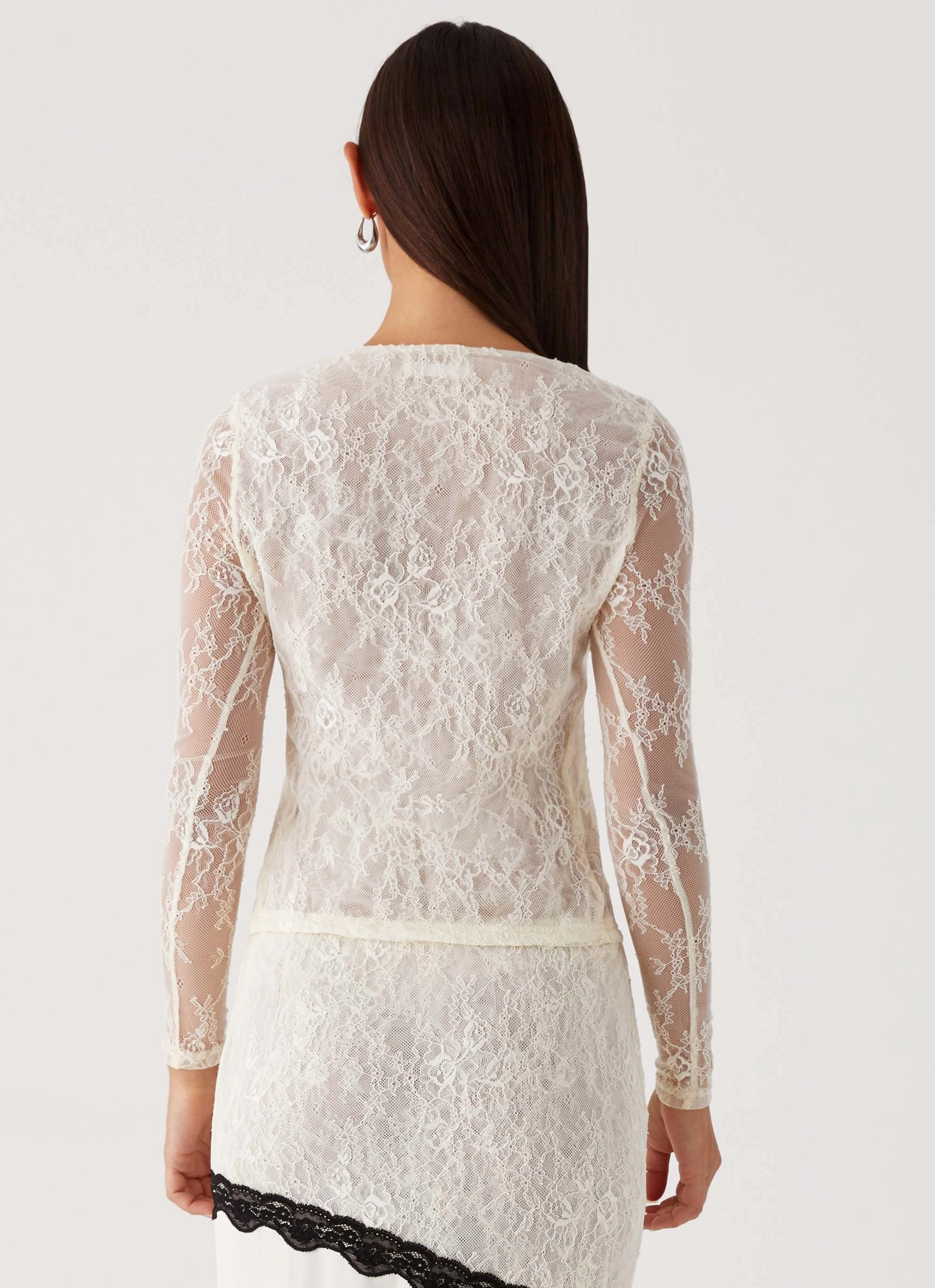 Duet Long Sleeve Top - Ivory FourWayStretch Fashionable Tank