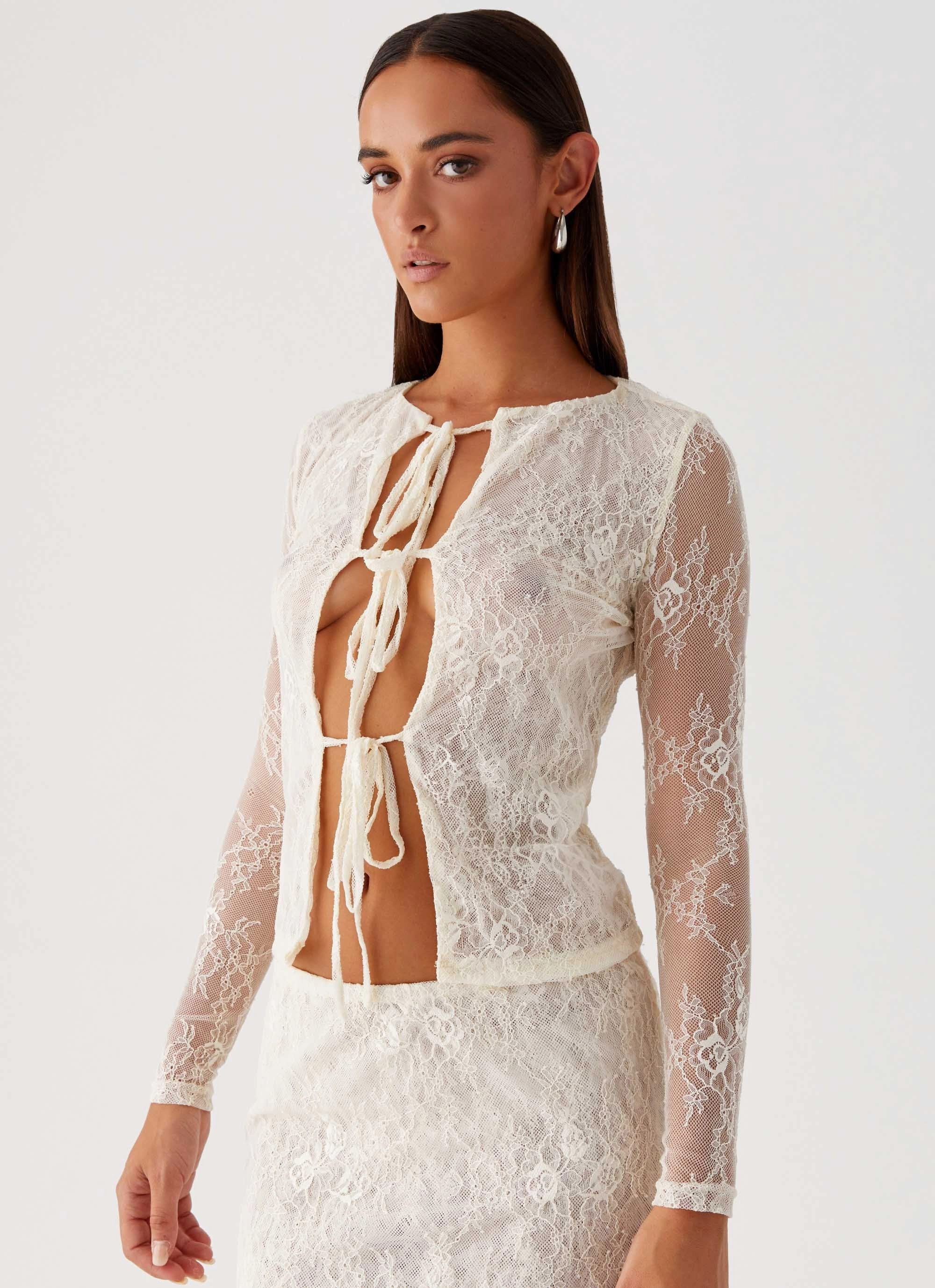 NonIrritating Seams AntiStaticLining Duet Long Sleeve Top - Ivory