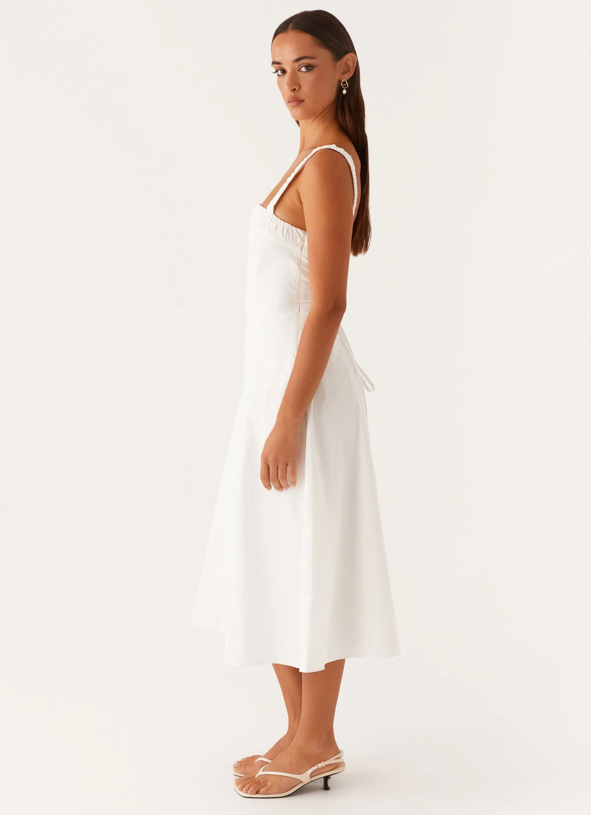 Enola Midi Dress - White Cool Undertone Elegant Motion