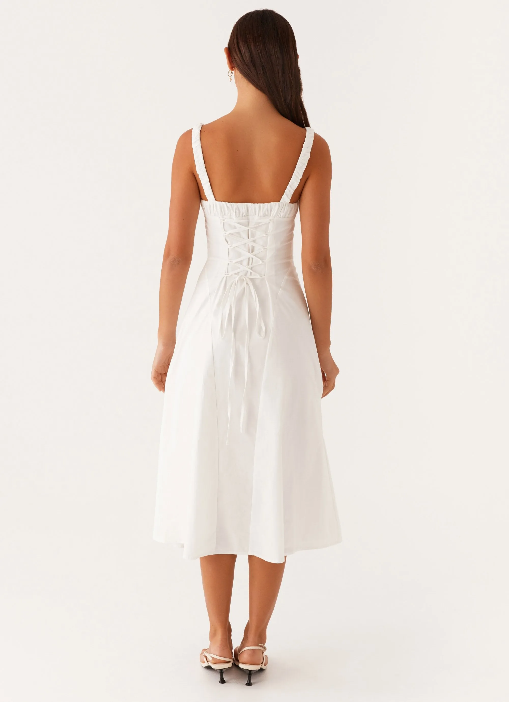 Enola Midi Dress - White Tailored-fit