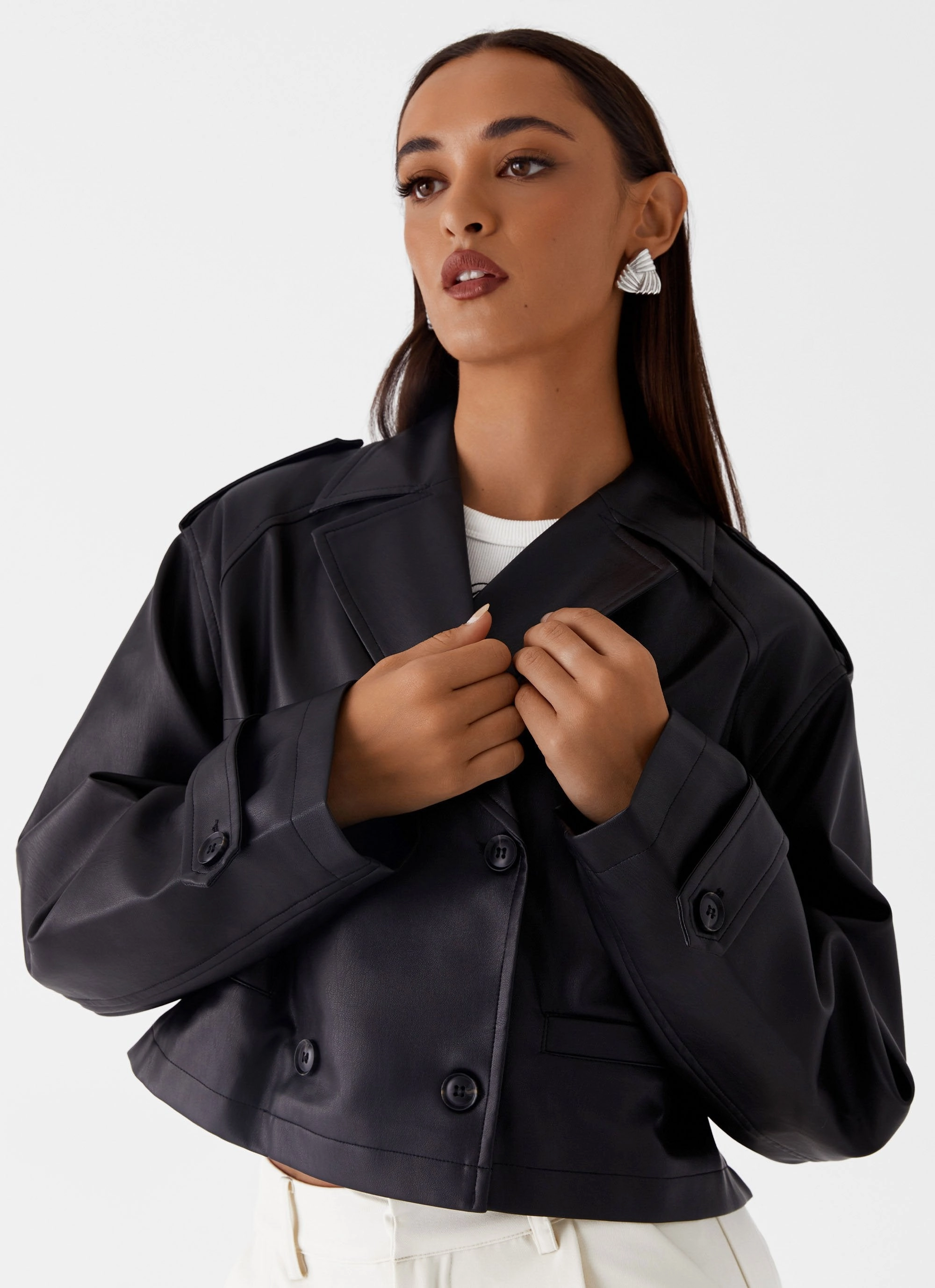 Bryson Cropped Jacket - Black Easy Care Fabric
