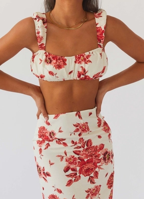 Foldable Cuff Design Valencia Villa Bralet Top - Rosa Floria
