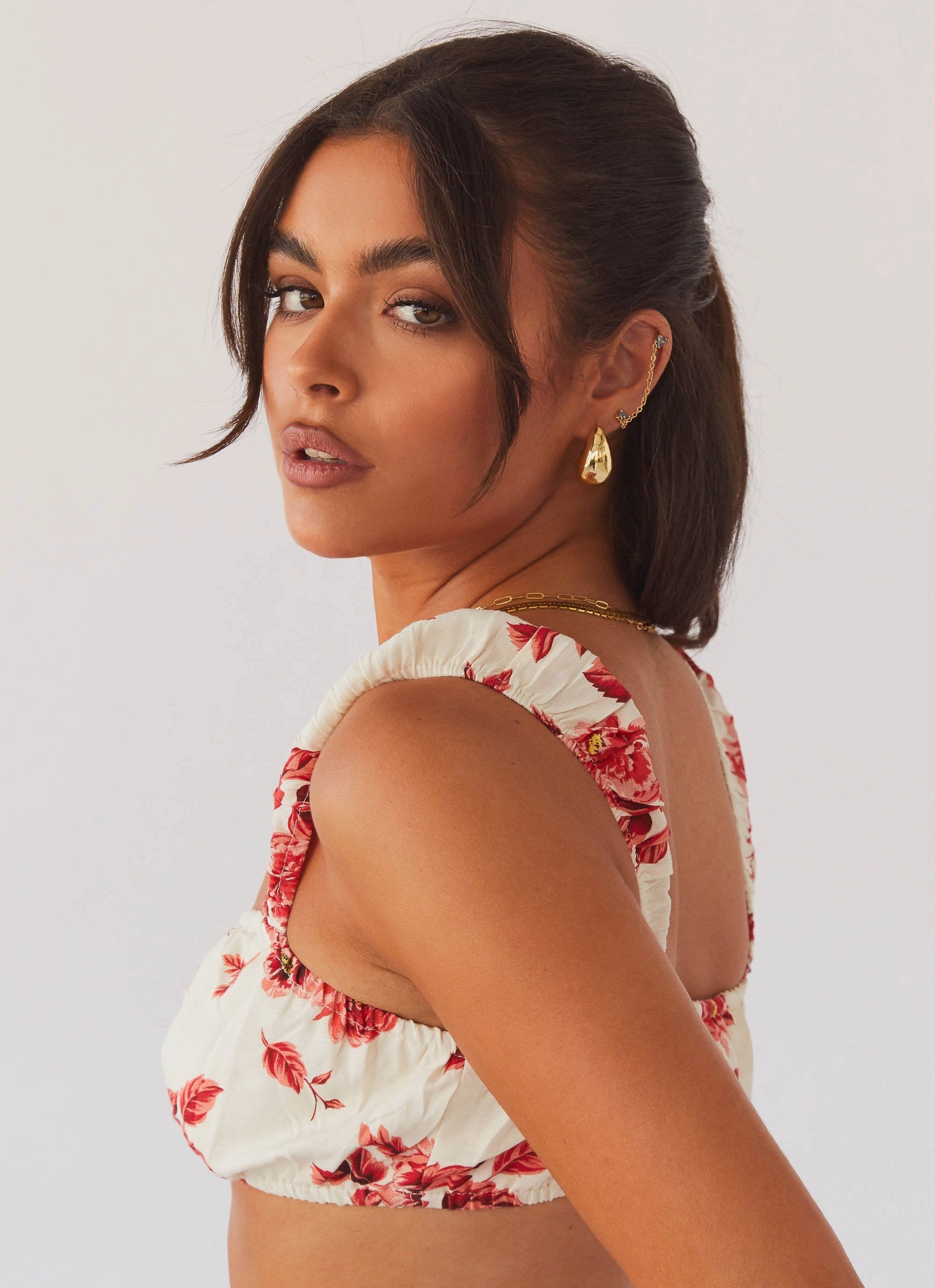 Stain Resistant Treatment Valencia Villa Bralet Top - Rosa Floria