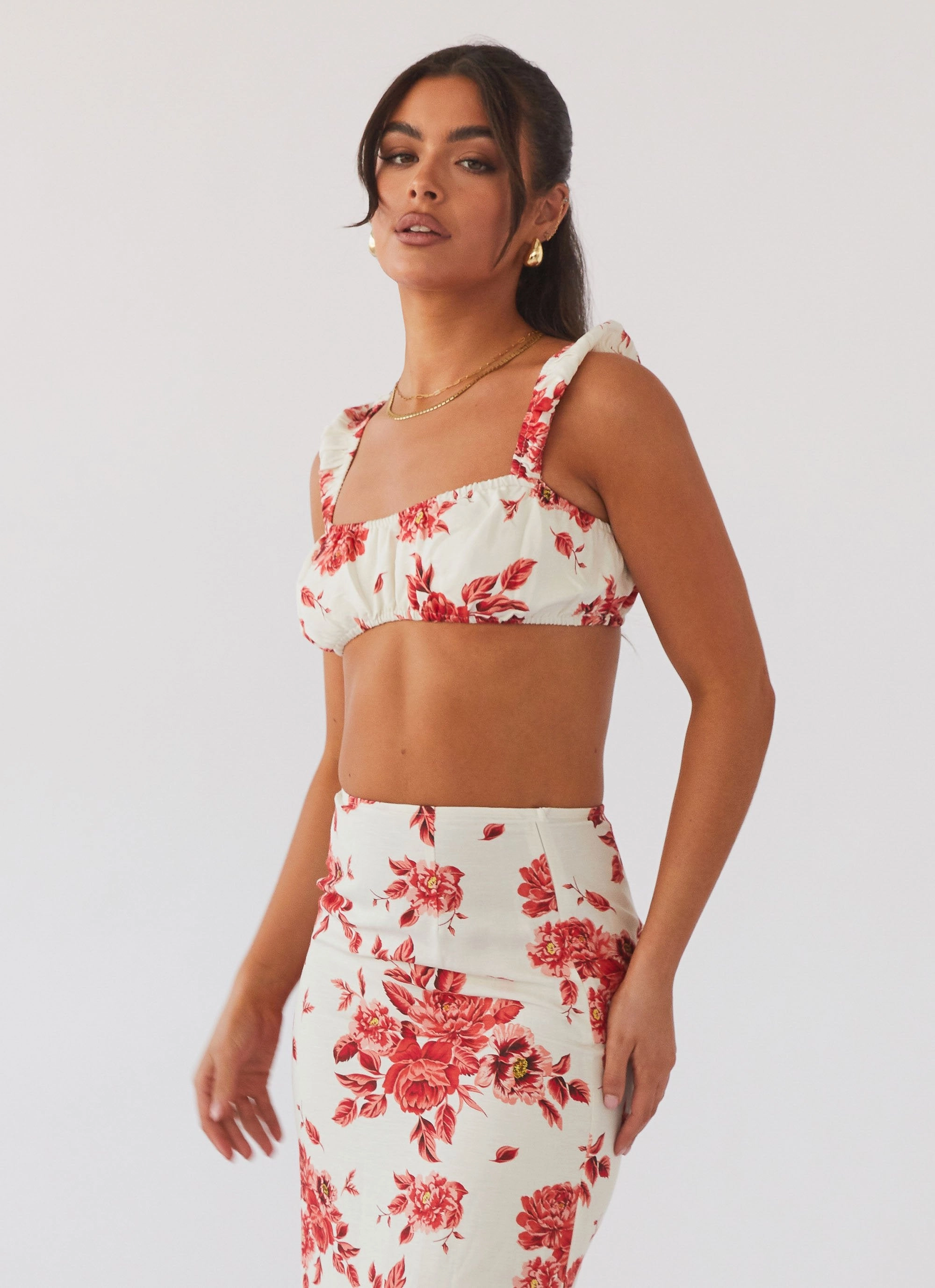 Everyday Fashion DurableDoubleLayeredHem Valencia Villa Bralet Top - Rosa Floria