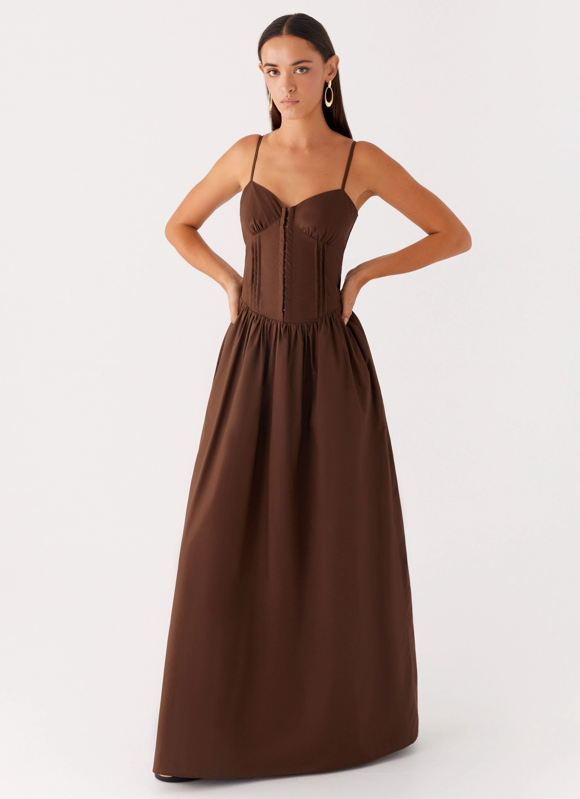 Cerys Maxi Dress - Chocolate Perfect Look Back Detail