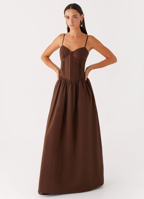 Cerys Maxi Dress - Chocolate Perfect Look Back Detail