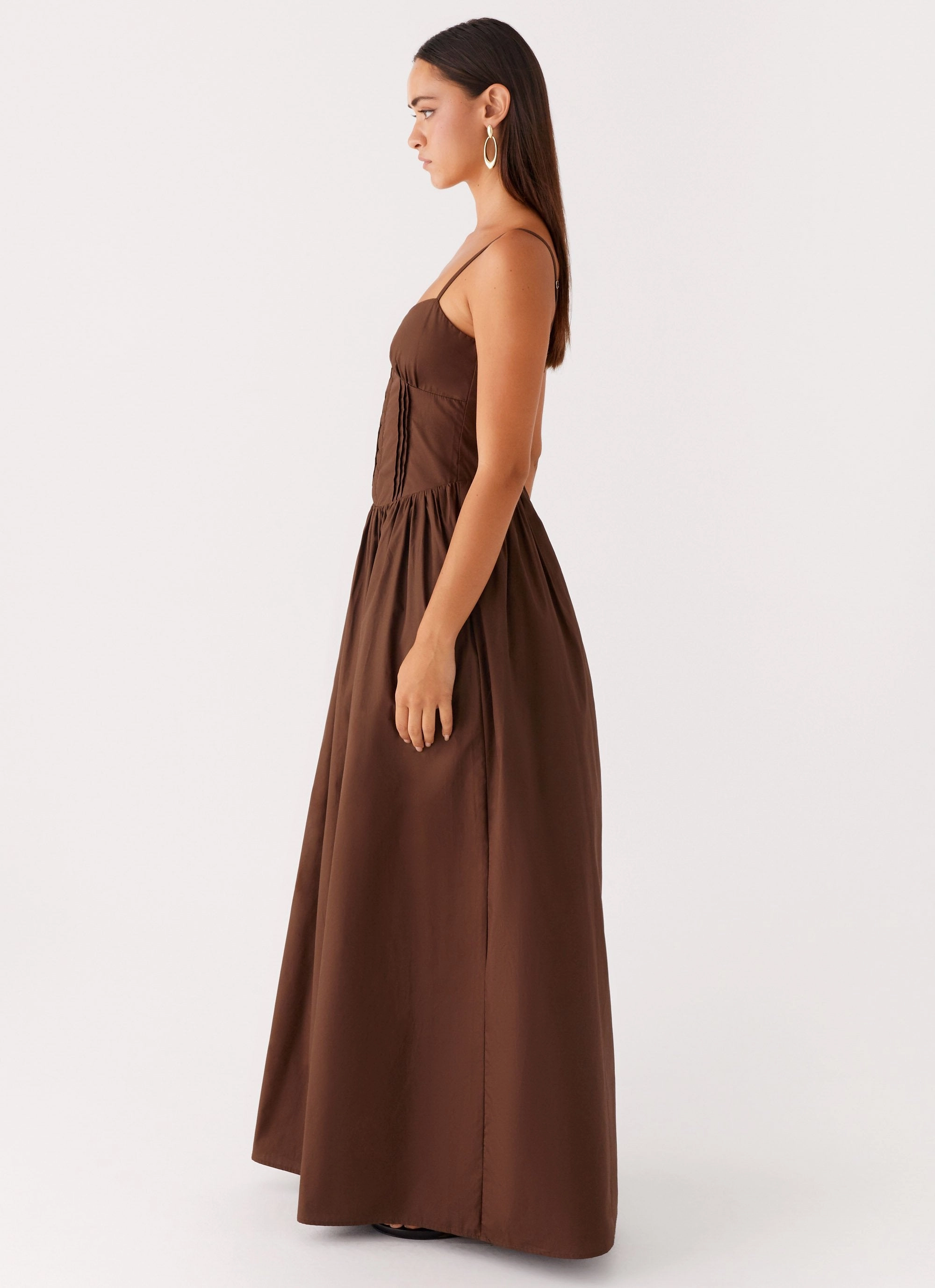 Cerys Maxi Dress - Chocolate Light Volume Soft Waist