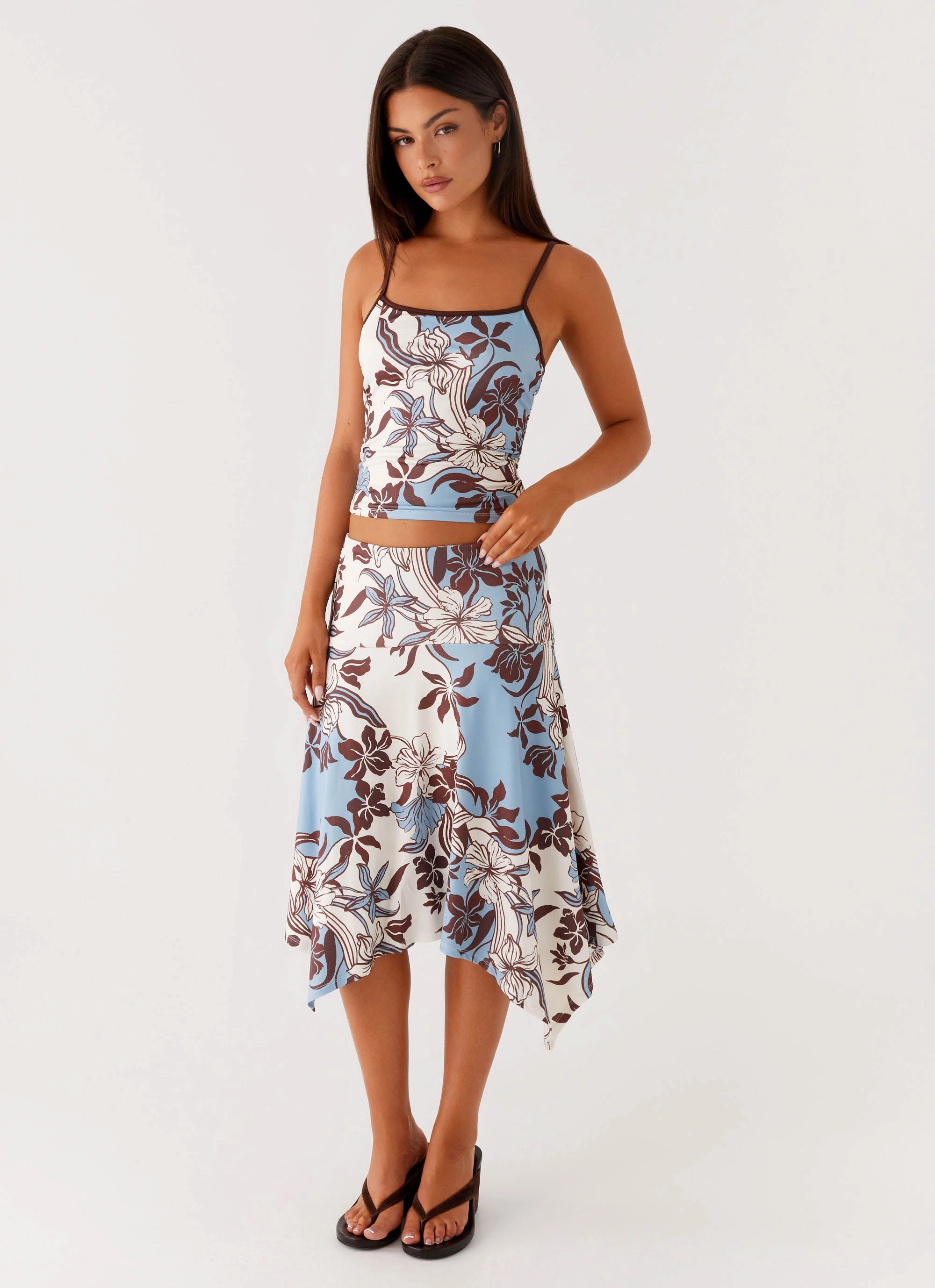 Chill Comfort Fit Skye Midi Skirt - Bluewood Blossom