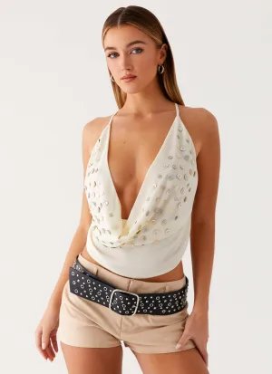 ReinforcedHem Zira Backless Top - Light Beige