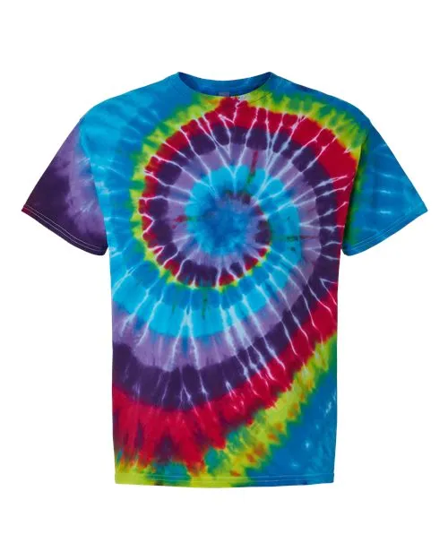 Dyenomite Men's Multi-Color Spiral Tie-Dyed T-Shirt