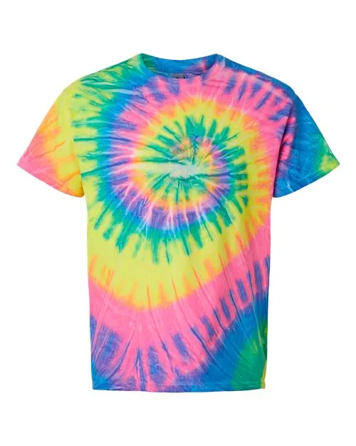 Dyenomite Men's Multi-Color Spiral Tie-Dyed T-Shirt