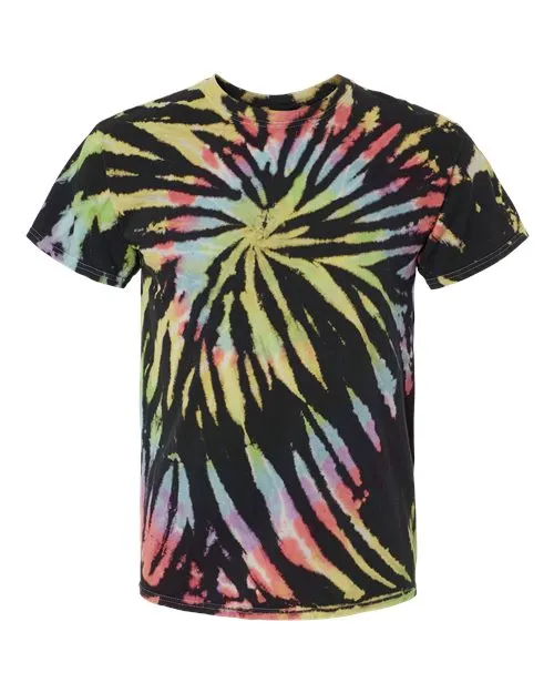 Dyenomite Men's Multi-Color Spiral Tie-Dyed T-Shirt