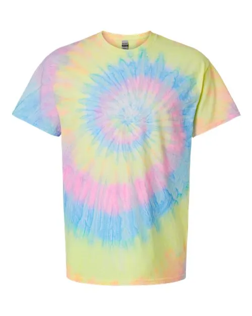Dyenomite Men's Multi-Color Spiral Tie-Dyed T-Shirt