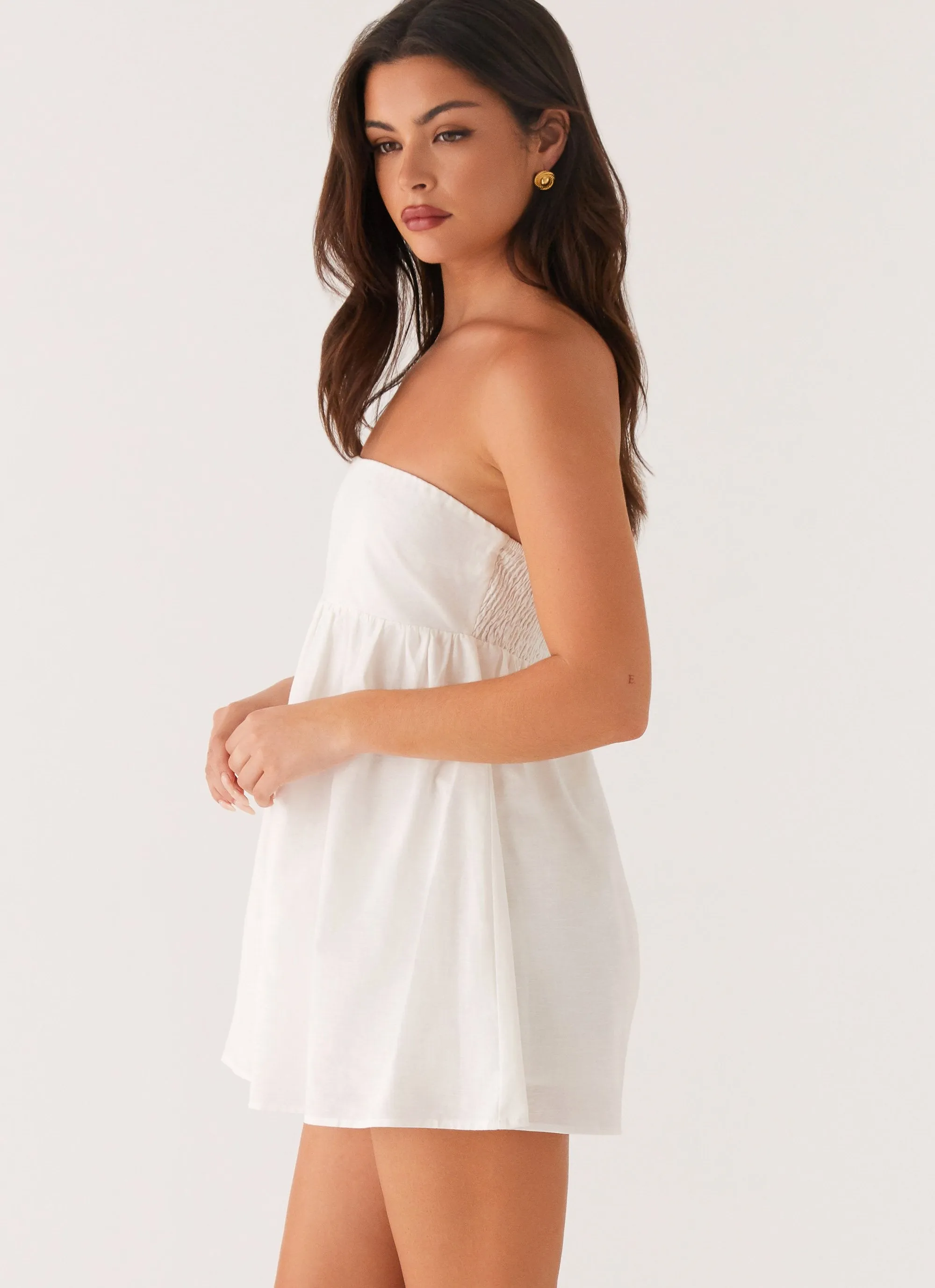 Dylan Babydoll Mini Dress - White Smart and Relaxed