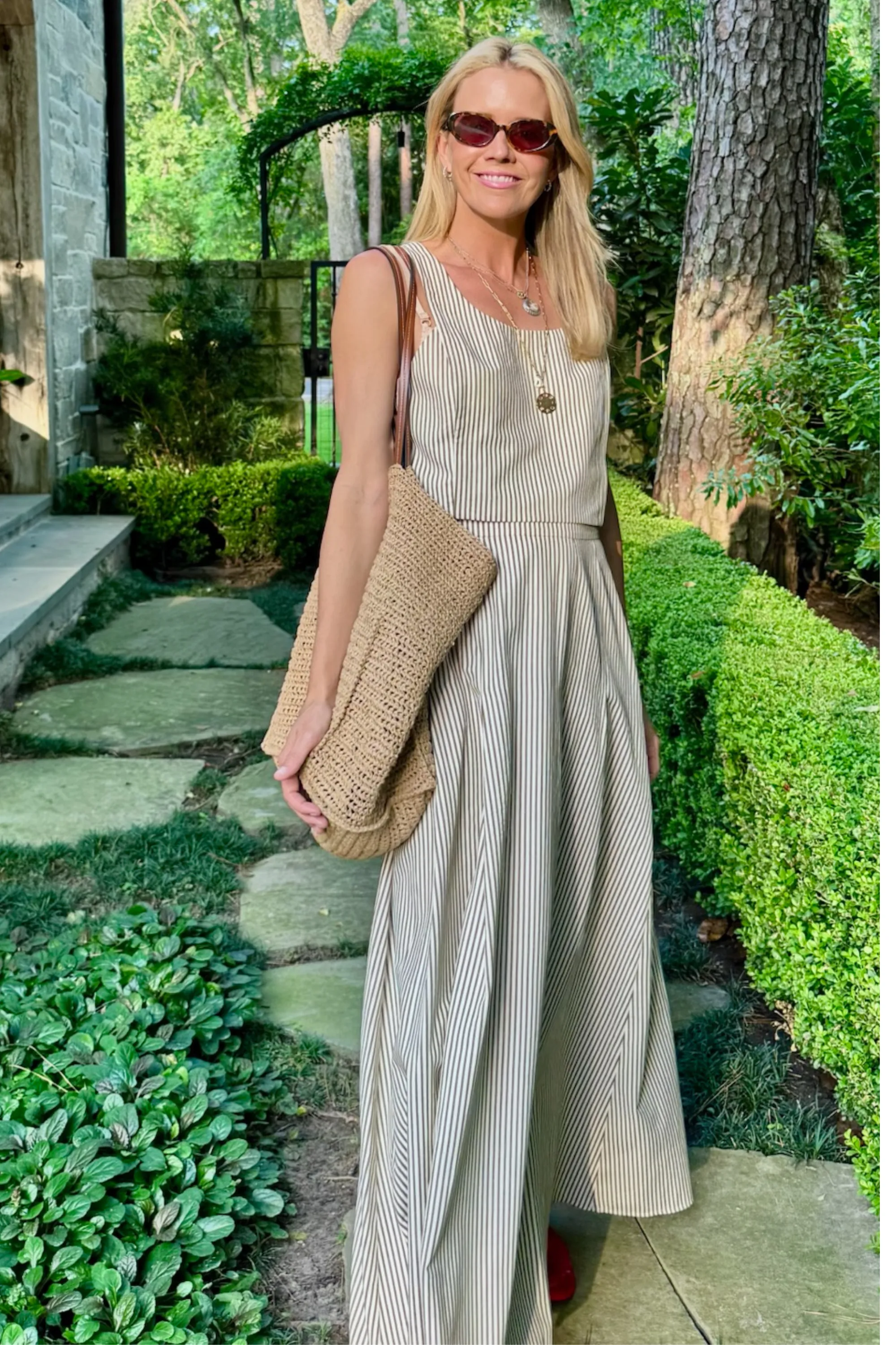 Plus-size option Low Maintenance MASON'S DAUGHTER | Sophia Maxi Skirt, Brown & Ivory Dobby Striped