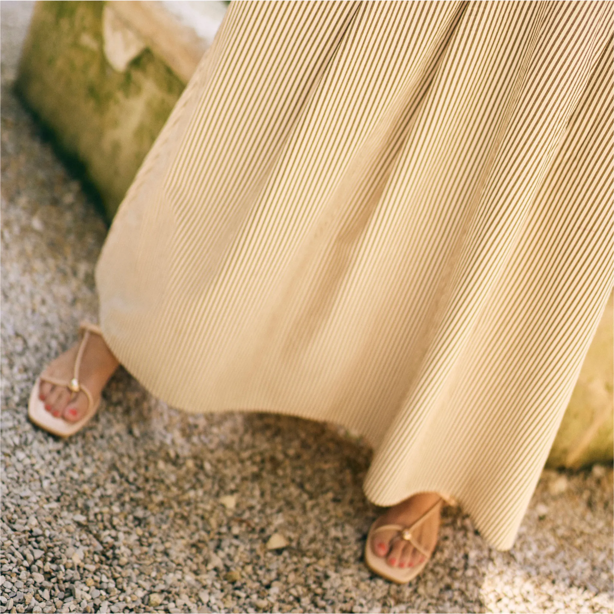 BreathableLining MASON'S DAUGHTER | Sophia Maxi Skirt, Brown & Ivory Dobby Striped
