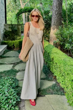 Windproof Design MASON'S DAUGHTER | Sophia Maxi Skirt, Brown & Ivory Dobby Striped