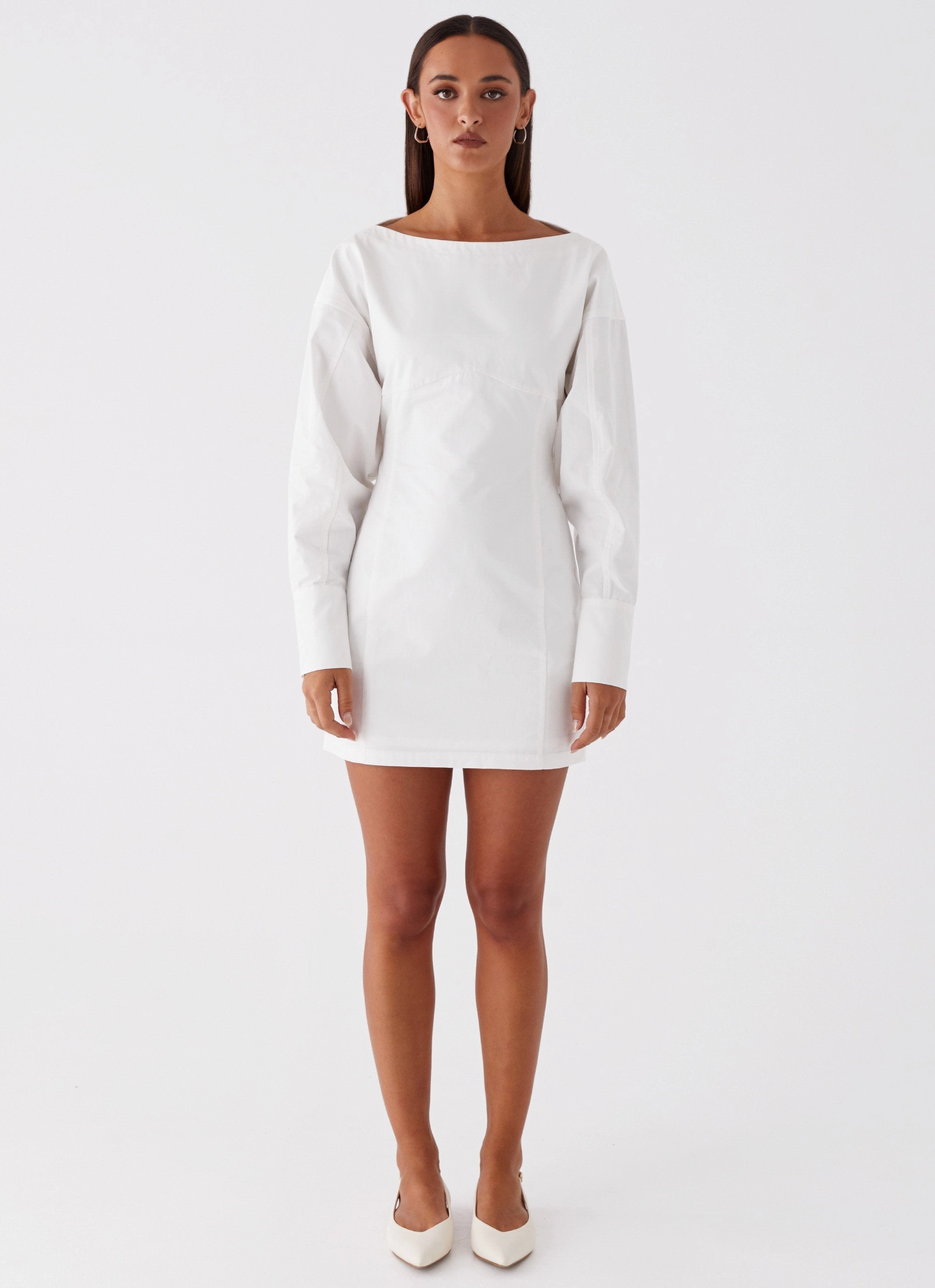 Dynasty Shirt Mini Dress - White tailored look Classic Touch