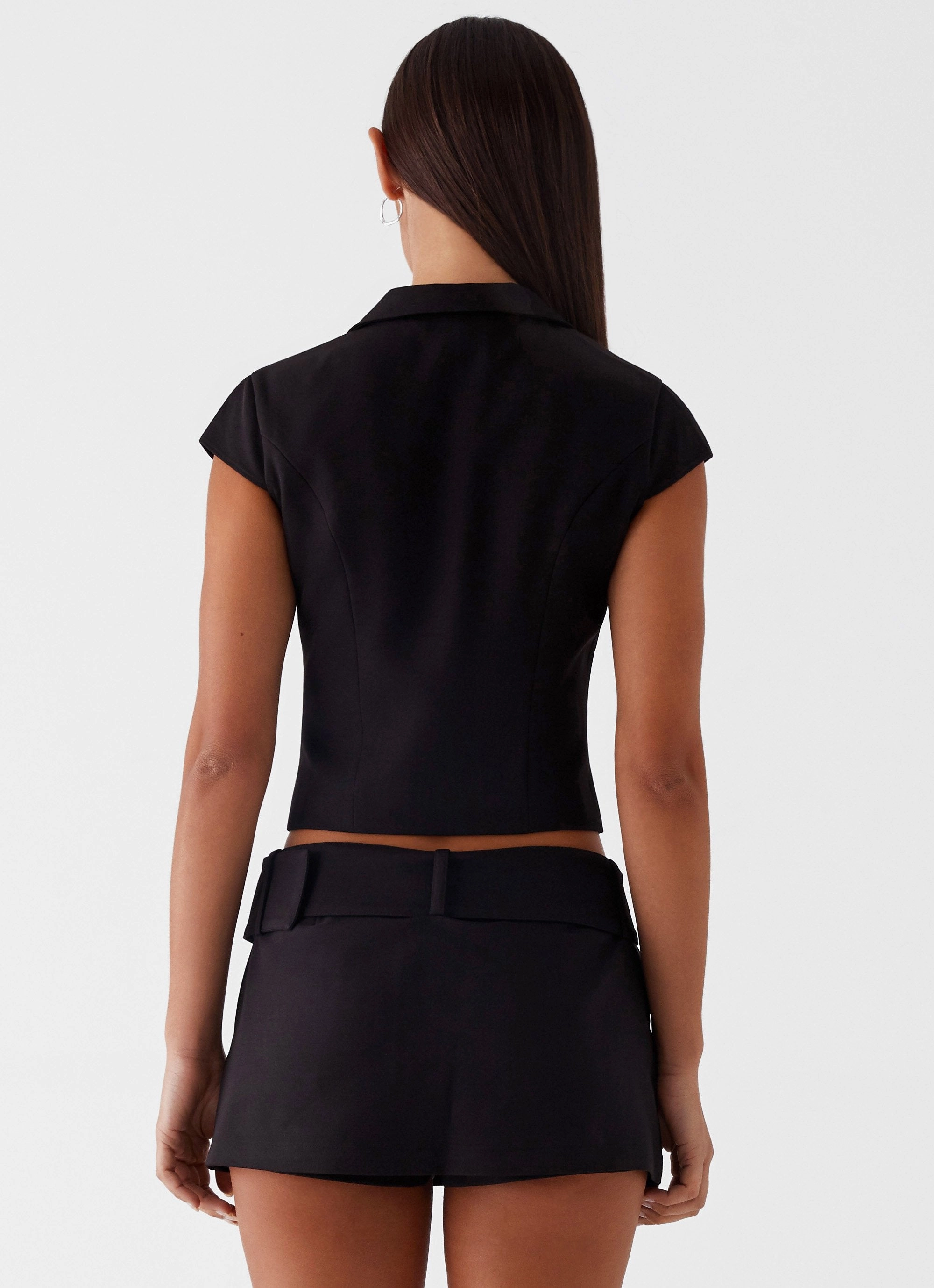 Eadie Tie Front Top - Black Professional Cut