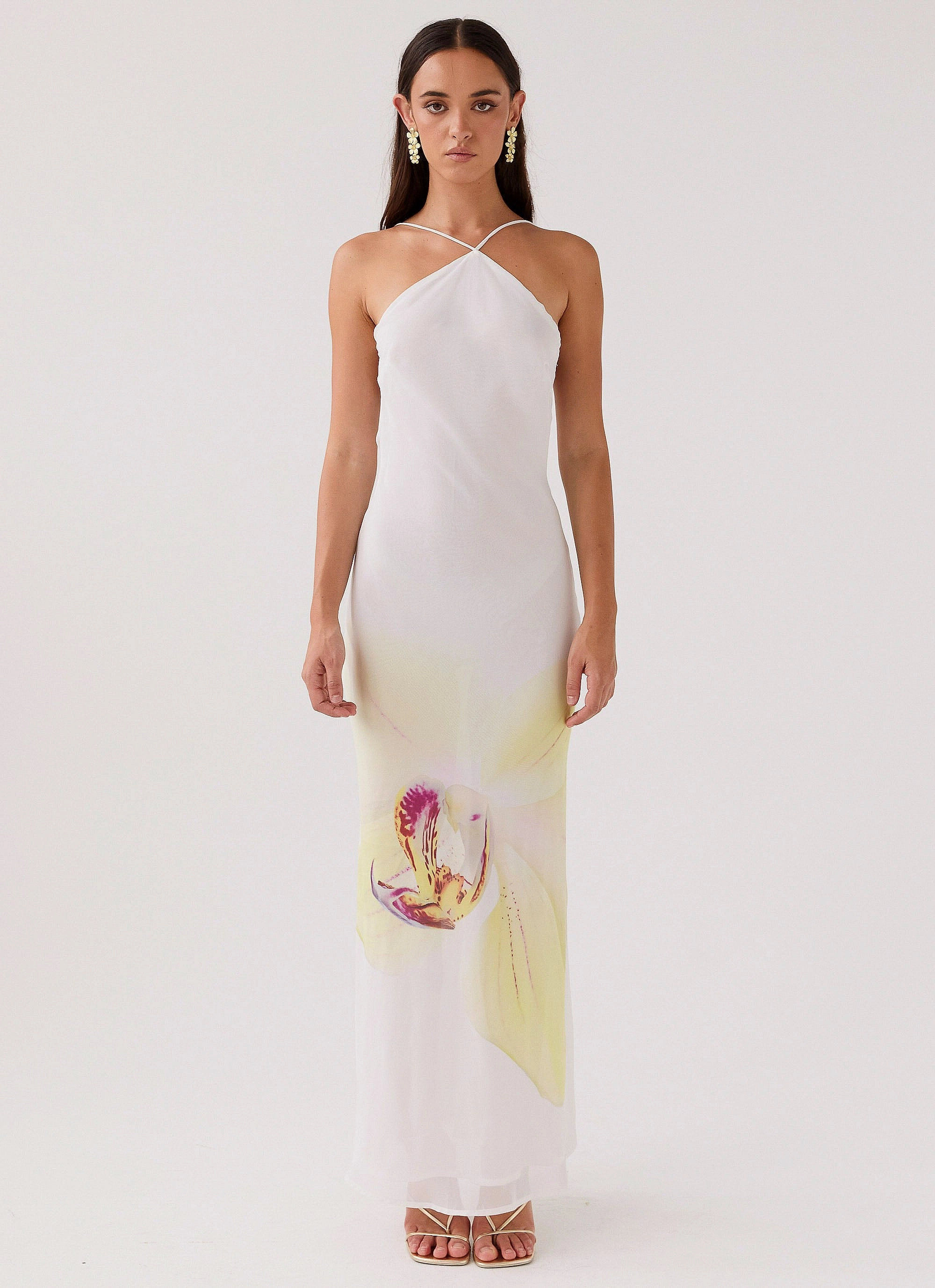 Blossom Hearts Maxi Dress - Hydrangea Golden Scene