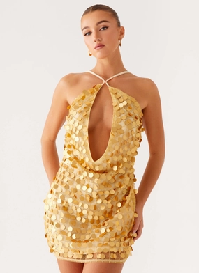 Xander Sequin Mini Dress - Gold sporty wear