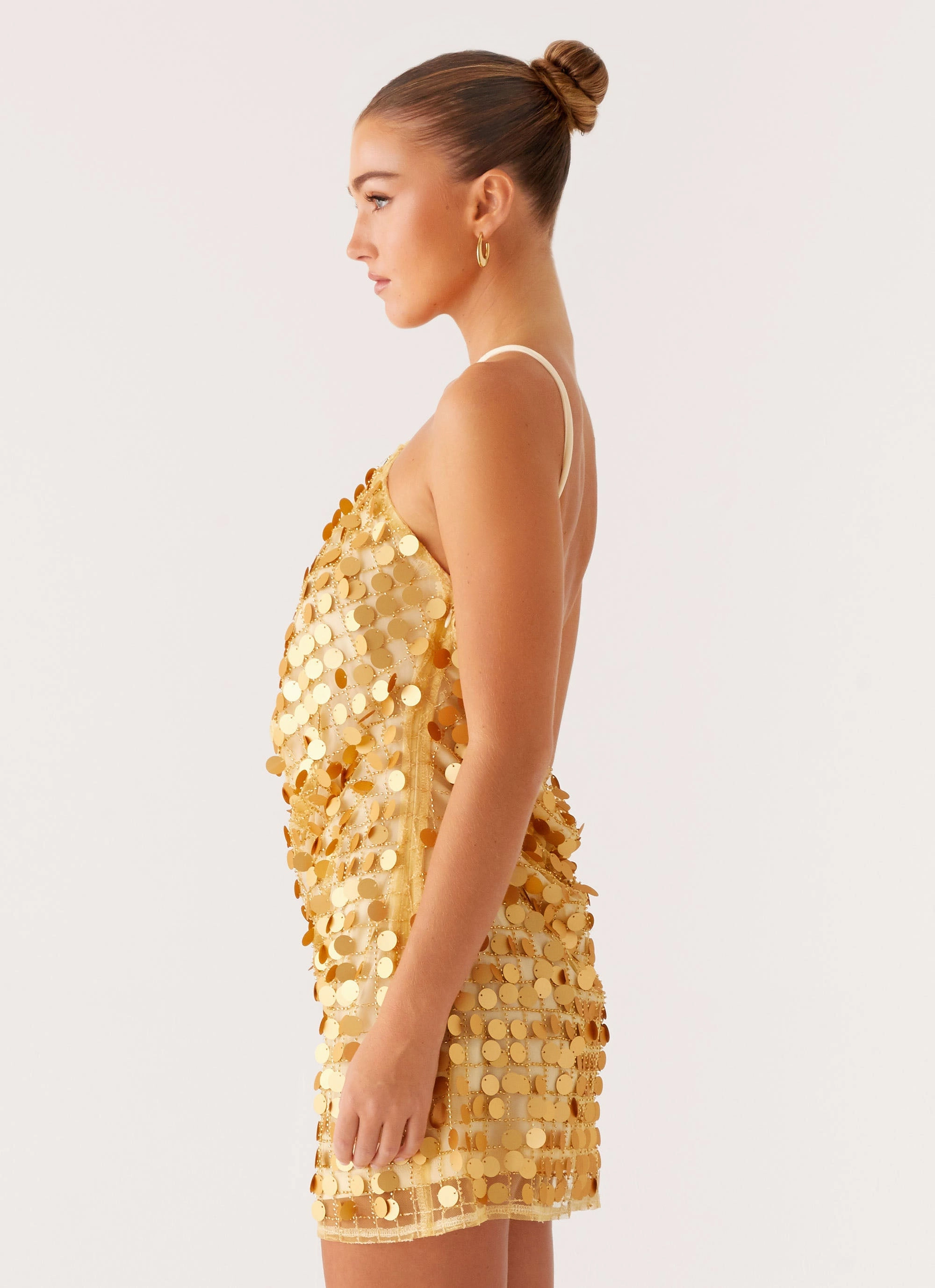 Tailored Silhouette Xander Sequin Mini Dress - Gold