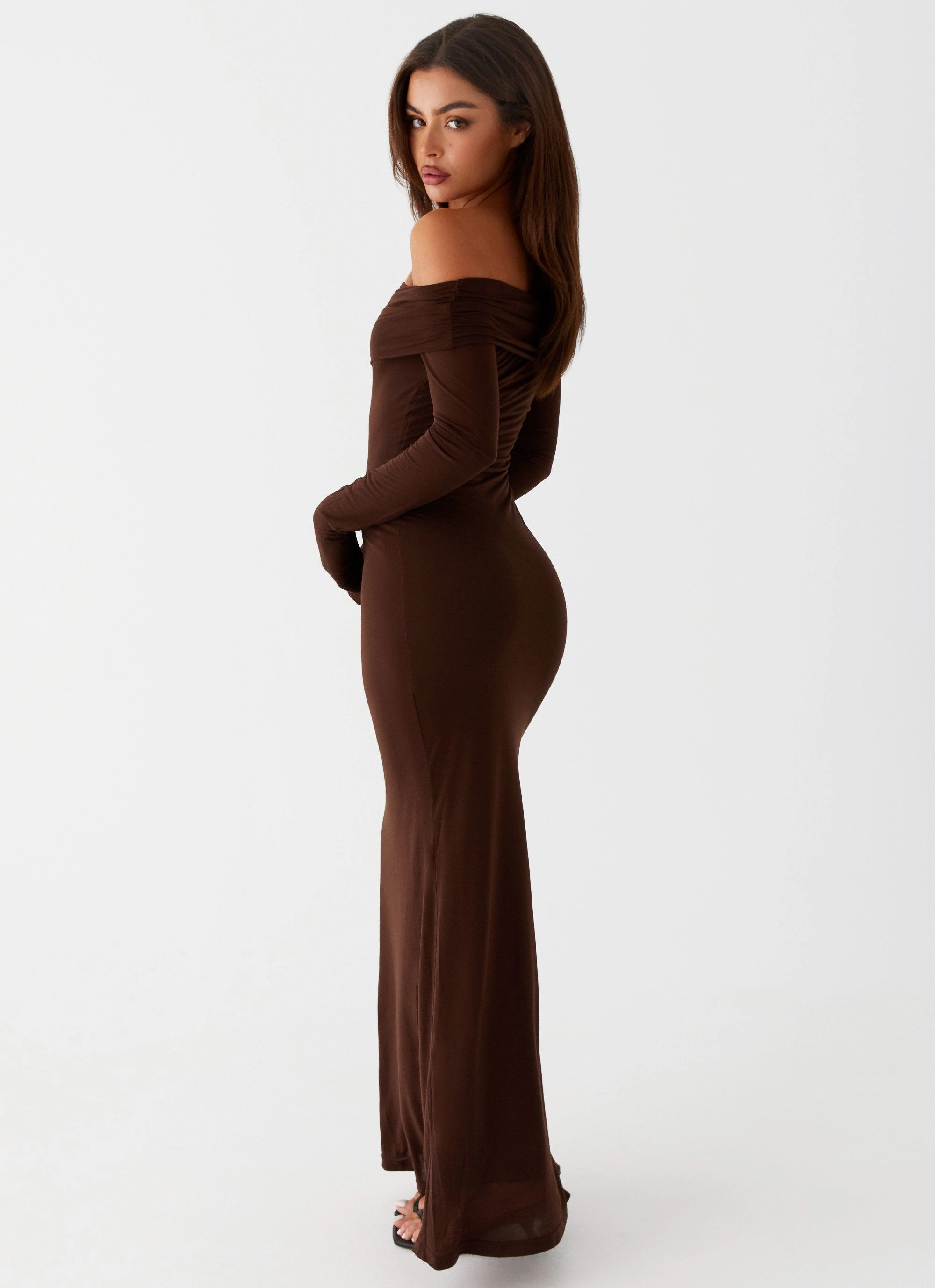 Chic Mom Cocoa Long Sleeve Maxi Dress - Chocolate