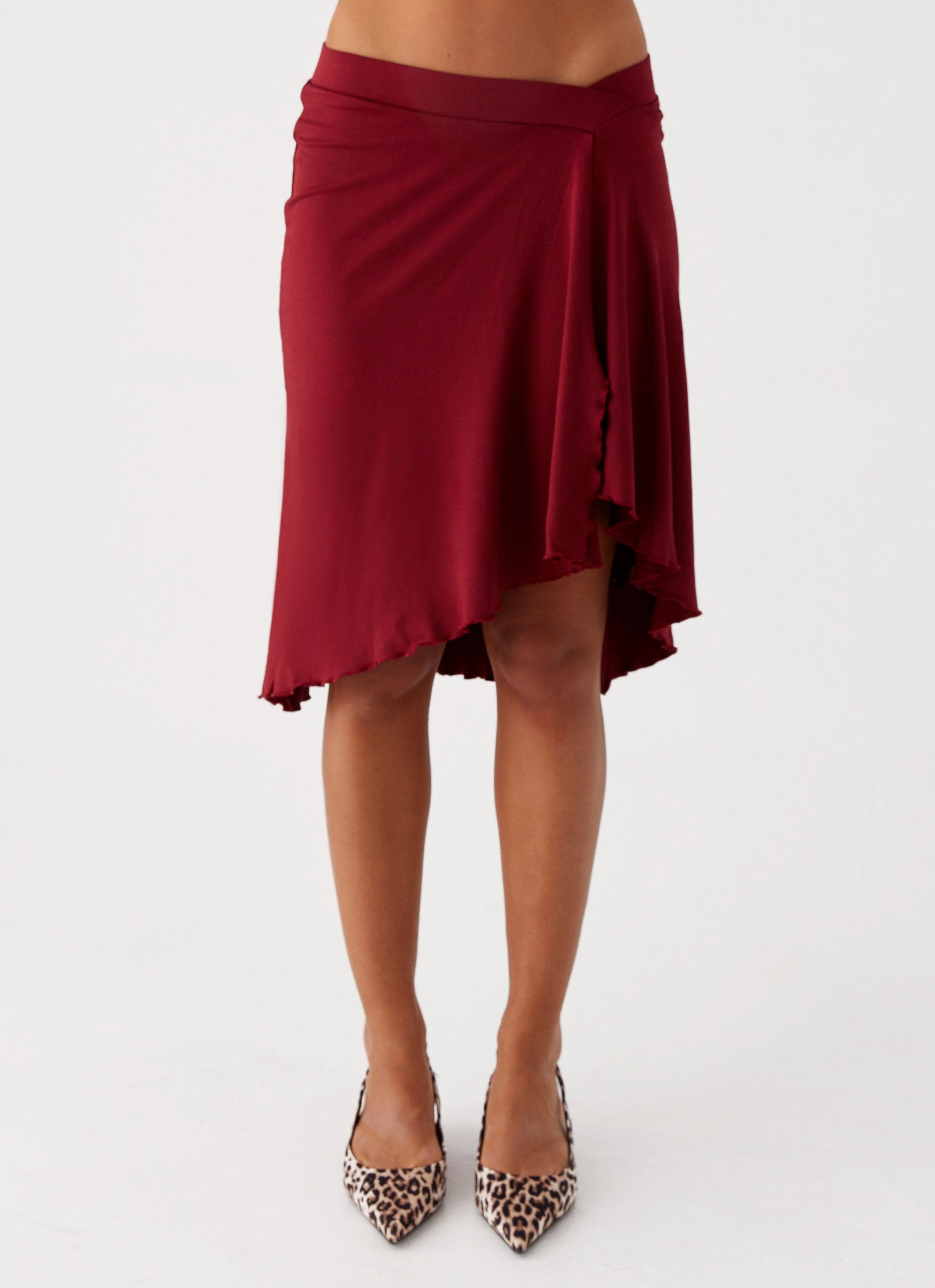 Shes A Lady Midi Skirt - Red Quick Wear Sustainable Fabric