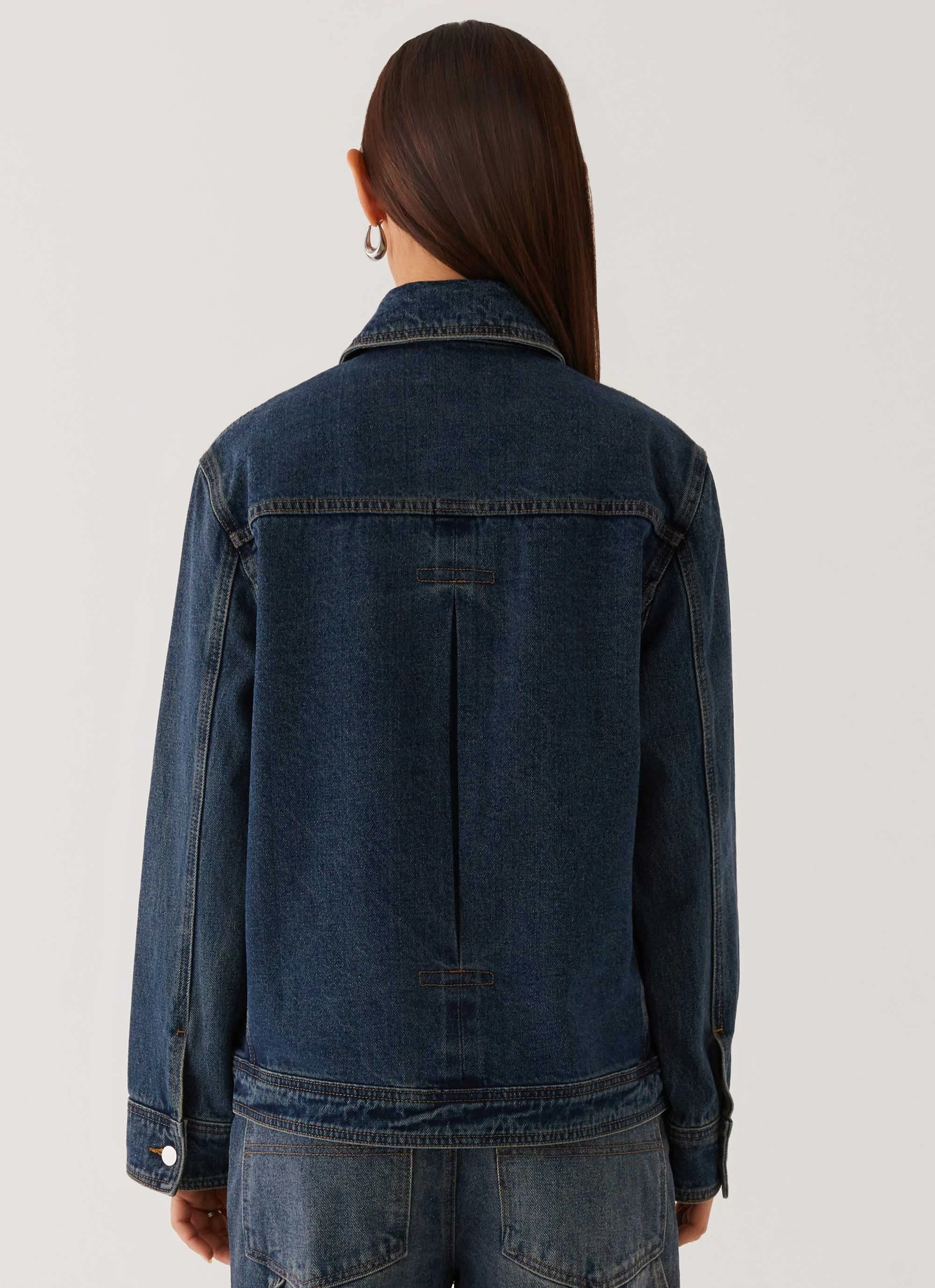 Raelynn Denim Jacket - Indigo Soft Fleece HighVisibility Trims