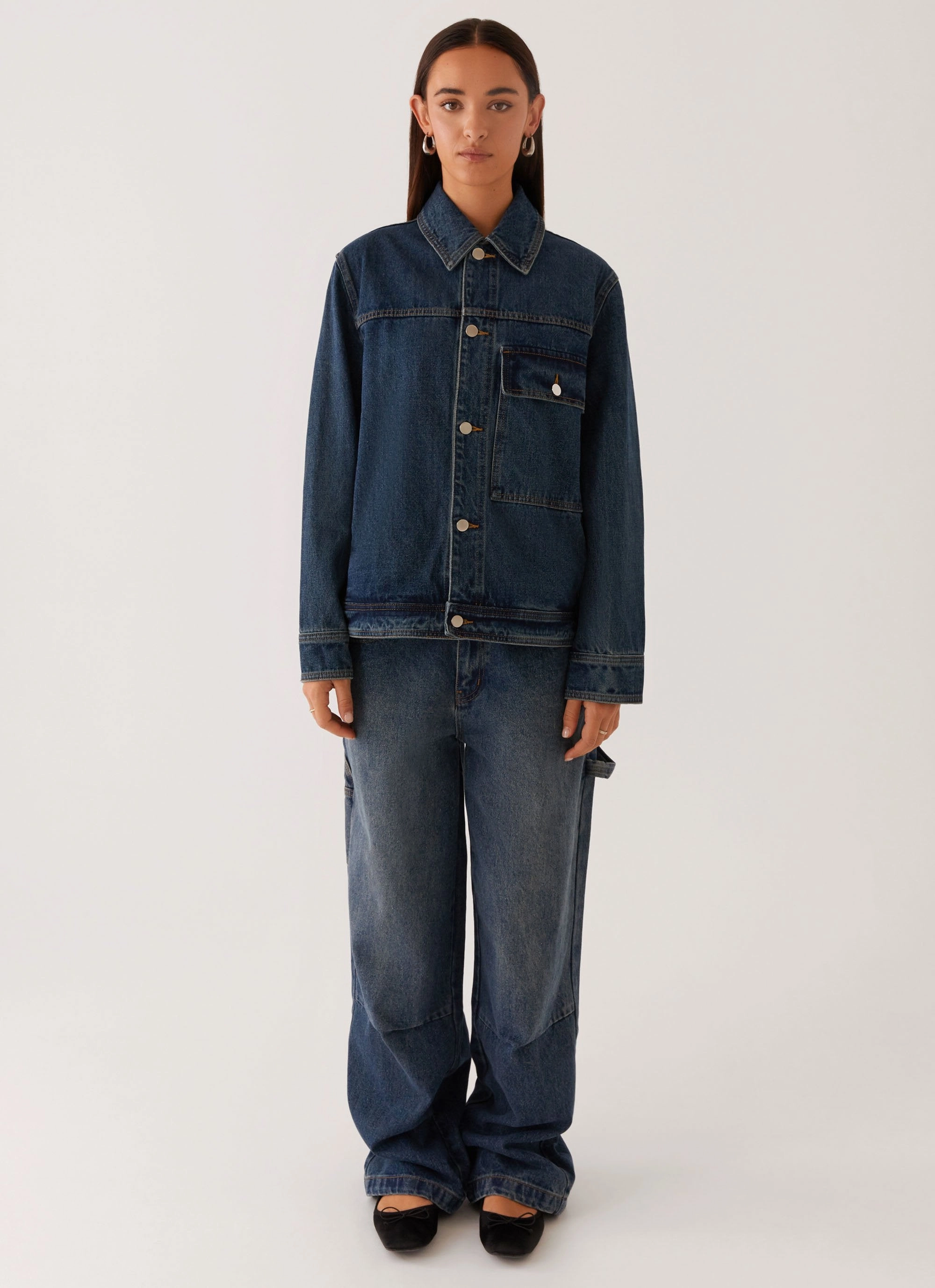 Microfiber texture Raelynn Denim Jacket - Indigo